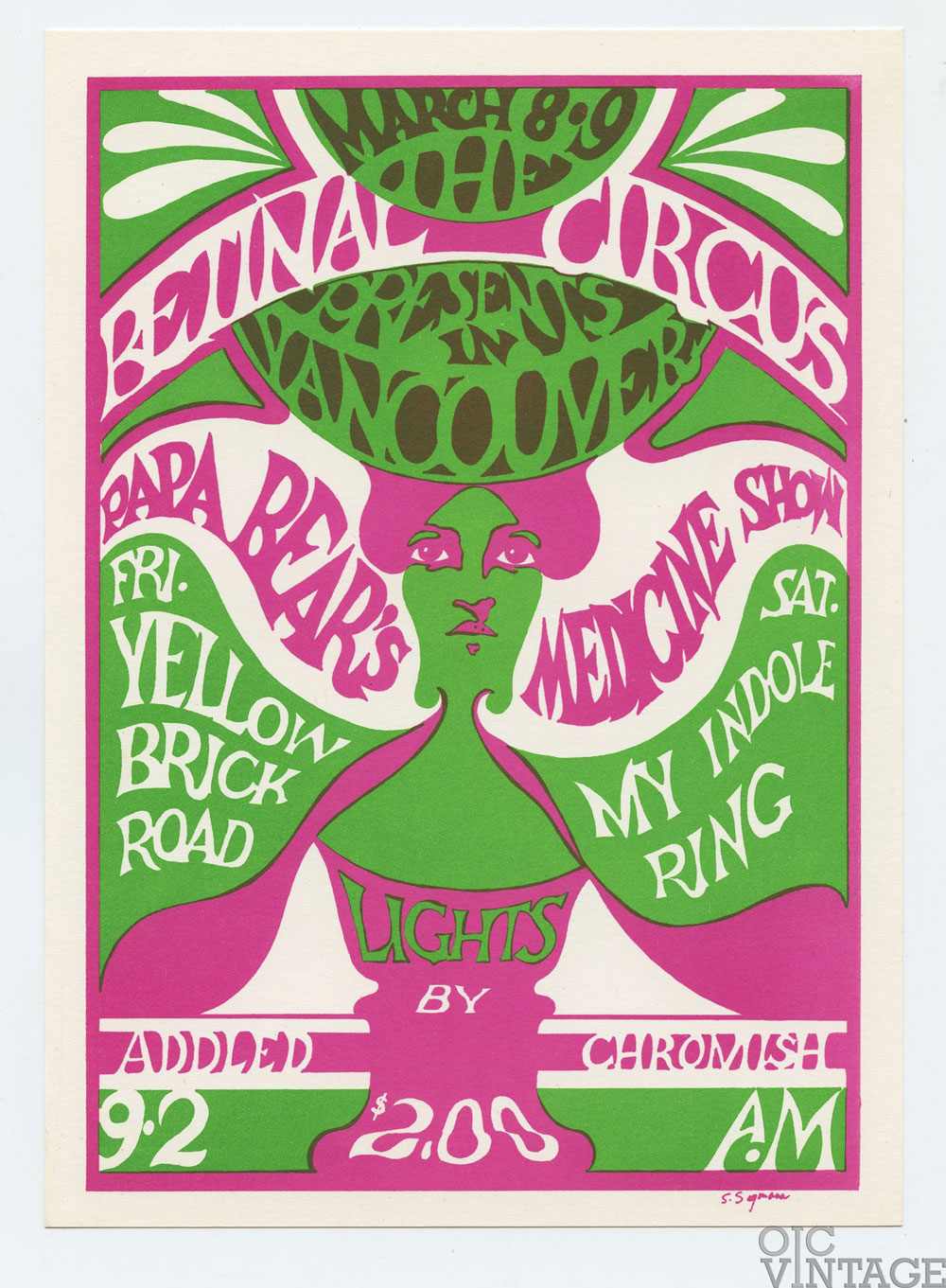 Retinal Circus Postcard 1968 March Papa Bear's Medicine Show Vancouver Canada 