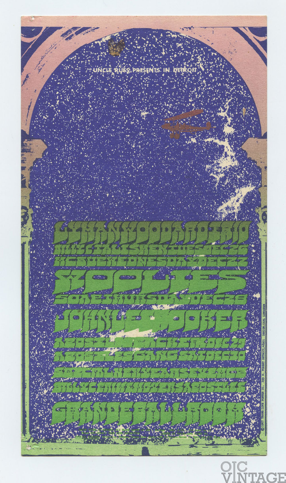 Grande Ballroom Postcard 1967 Dec 26 MC5 John Lee Hooker  