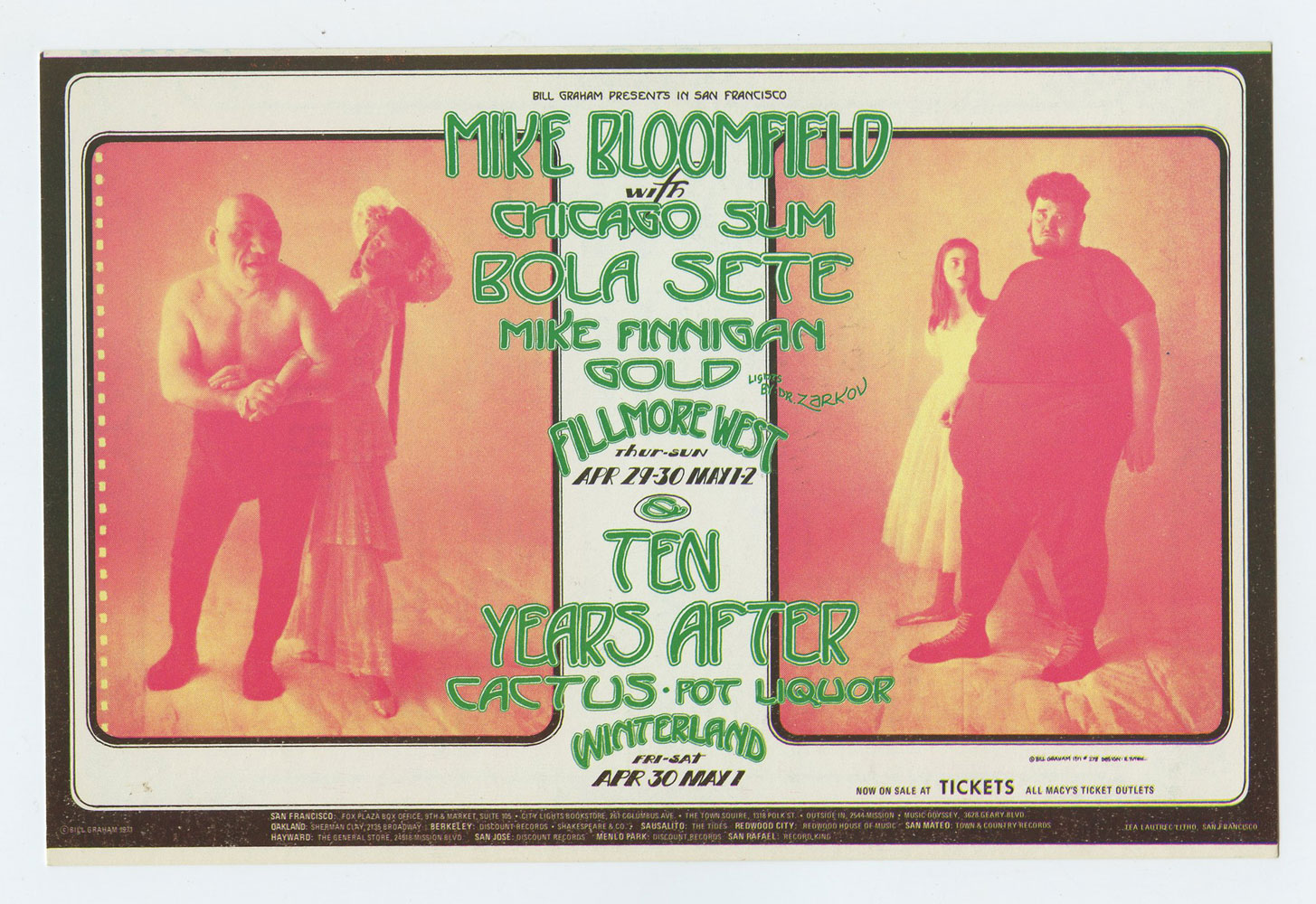 BG 278 Postcard Ad Back Mike Bloomfield Ten Years After 1971 Apr 29