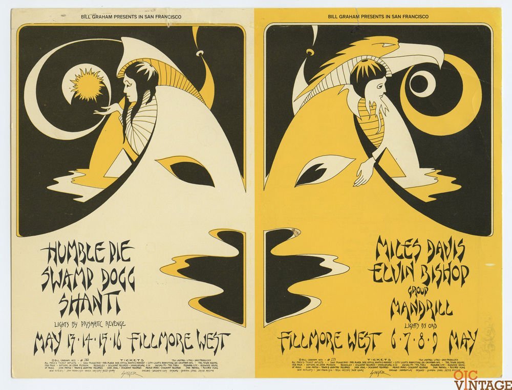 BG 279 280 Postcard Mailed Miles Davis Humble Pie 1971 May