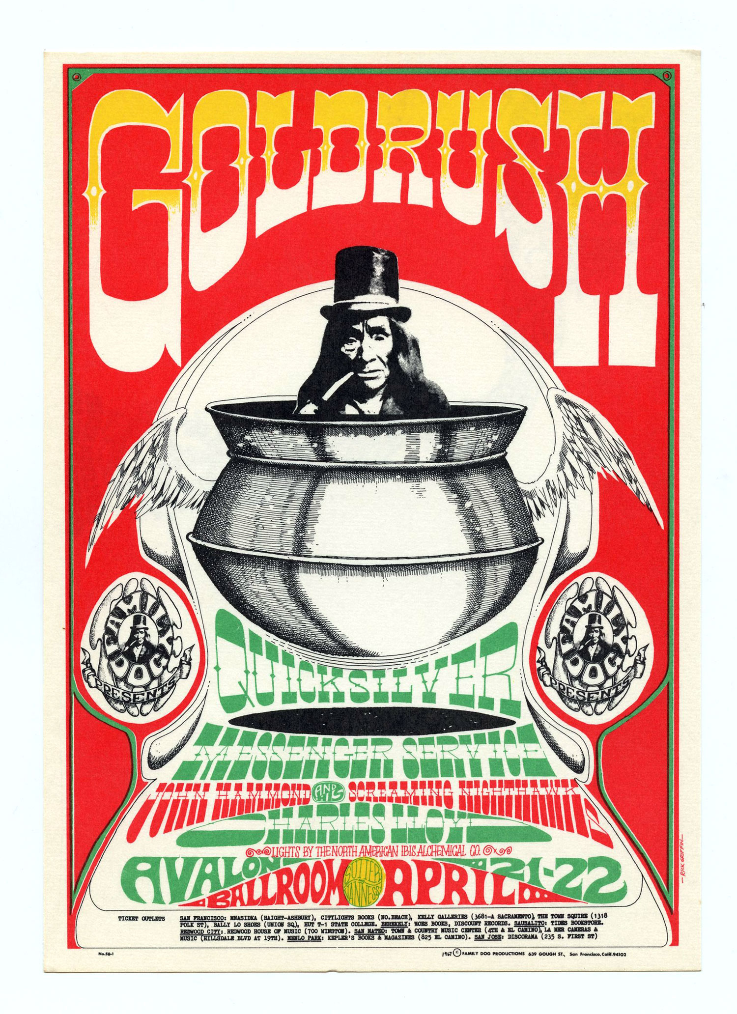 FD  58 Postcard Quicksilver Messenger Service 1967 April 21