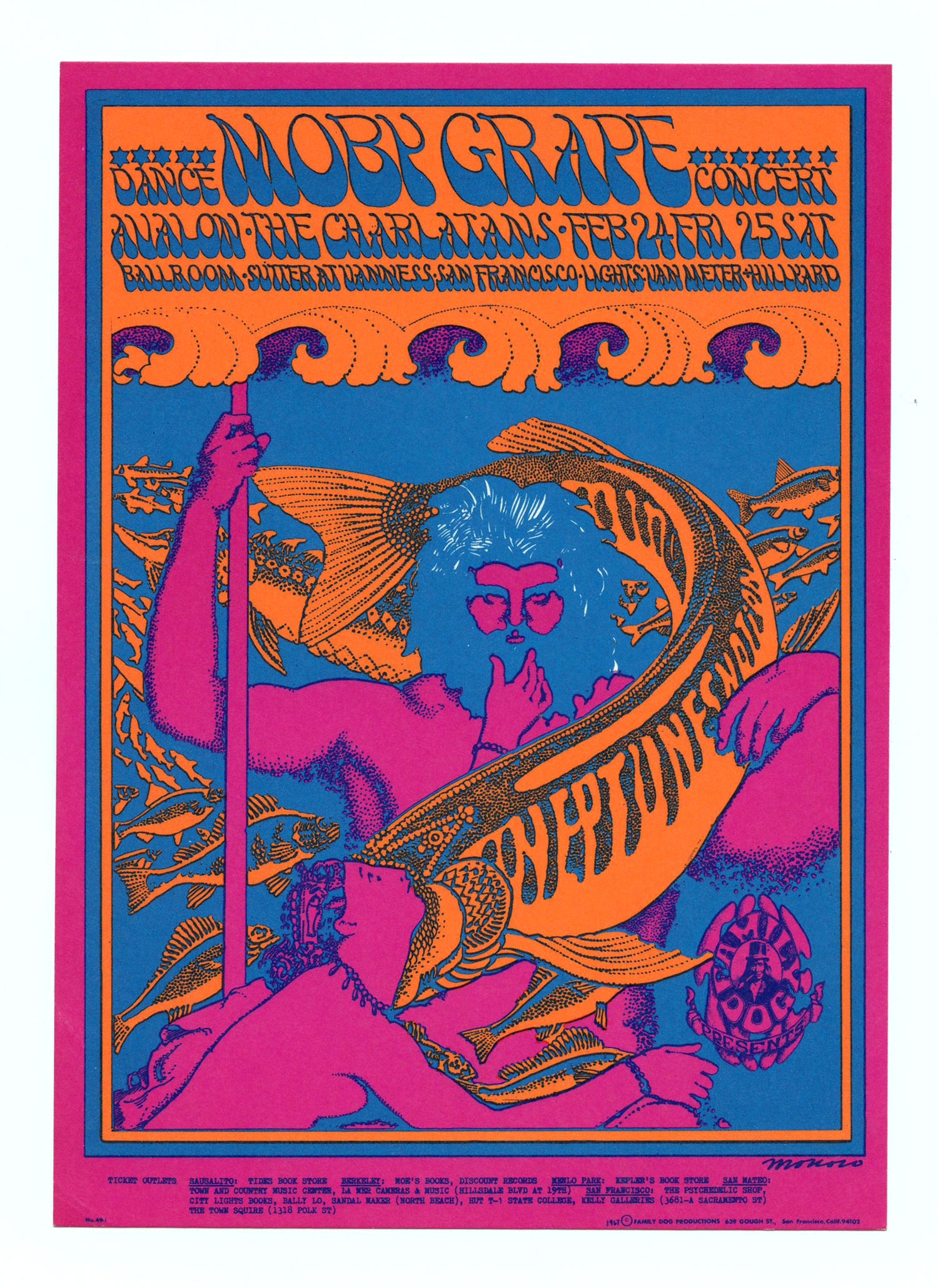 FD  49 Postcard Moby Grape Charlatans 1967 Feb 24