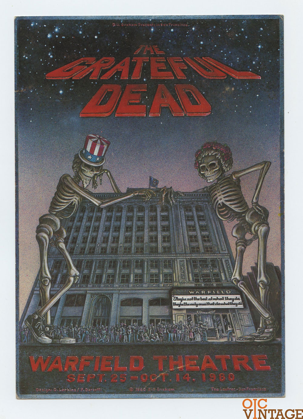 Grateful Dead Handbill1980 Sep 25 The Warfield Theatre  AOR 4.45 