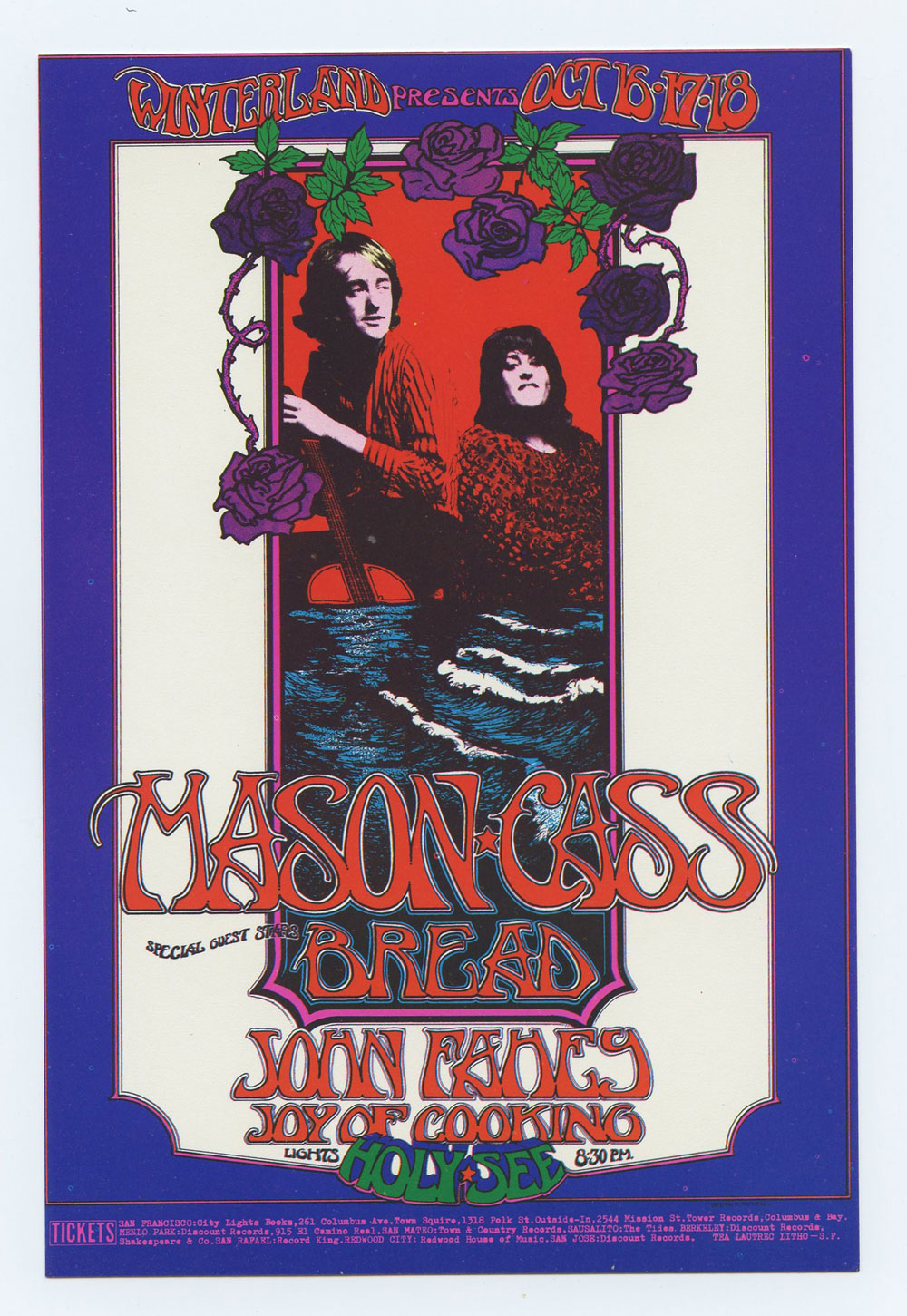 Dave Mason Cass Elliot Handbill Winterland San Francisco 1970 Oct 16 Randy Tuten