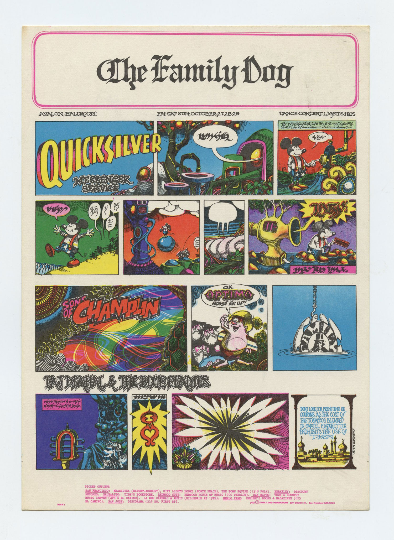 FD  89 Postcard Quicksilver Messenger Service Taj Mahal 1967 Oct 27