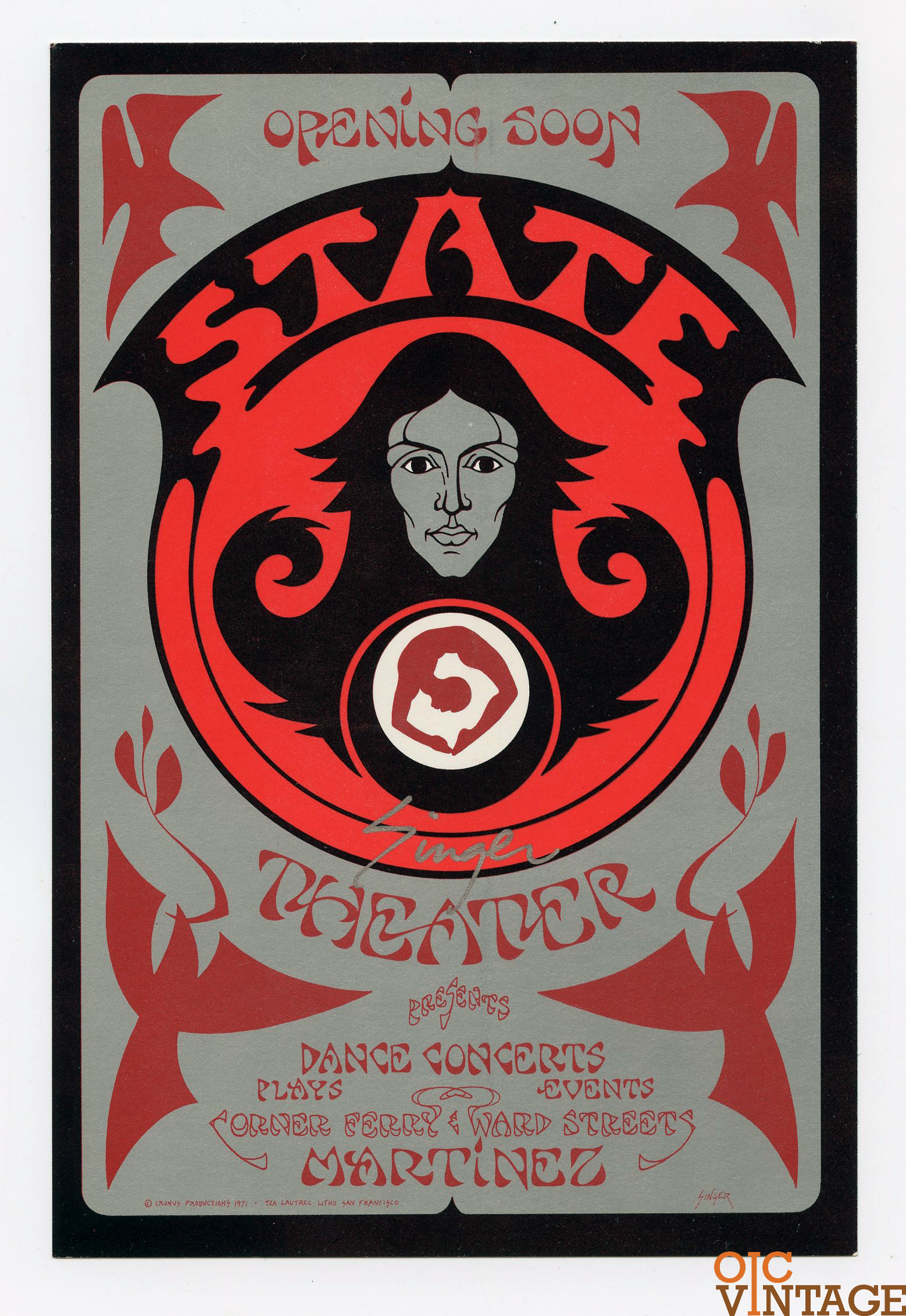 David Singer signed Handbill 1971 State Theater Martinez Dance Concert Promo
