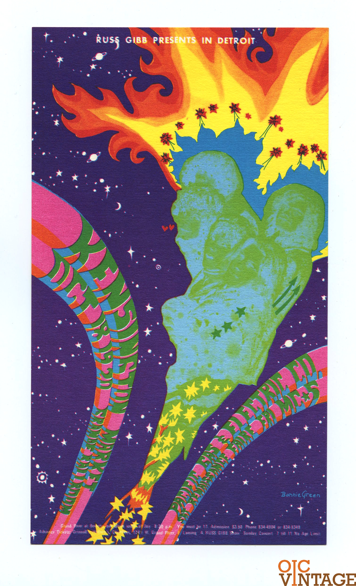 Grande Ballroom Postcard 1968 Oct 18 MC5 Pacific Gas & Electric