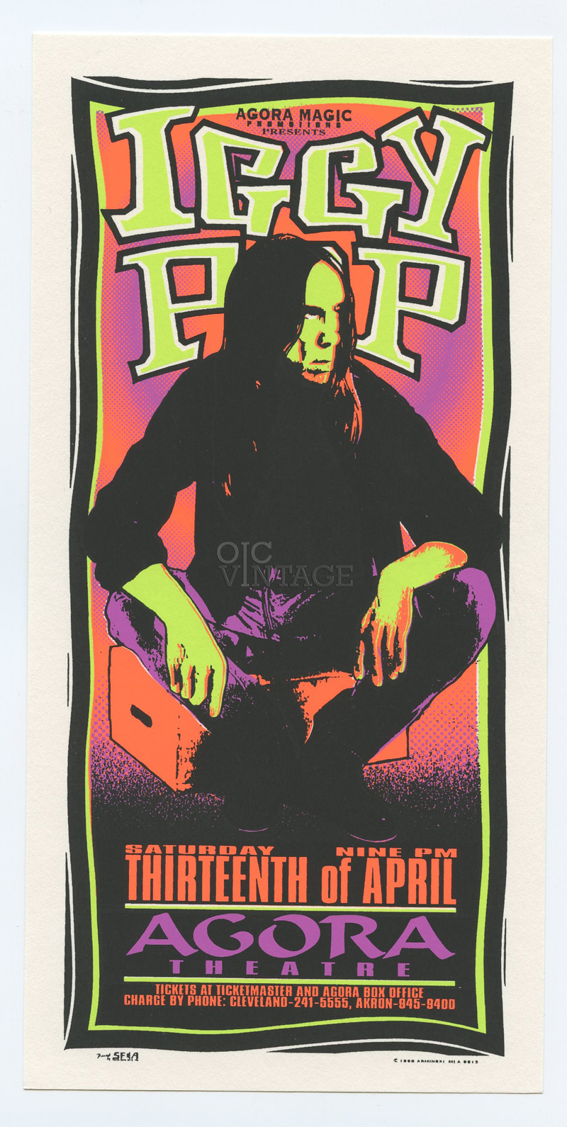 Iggy Pop Handbill 1996 Apr 13 Agora Theatre Cleveland 