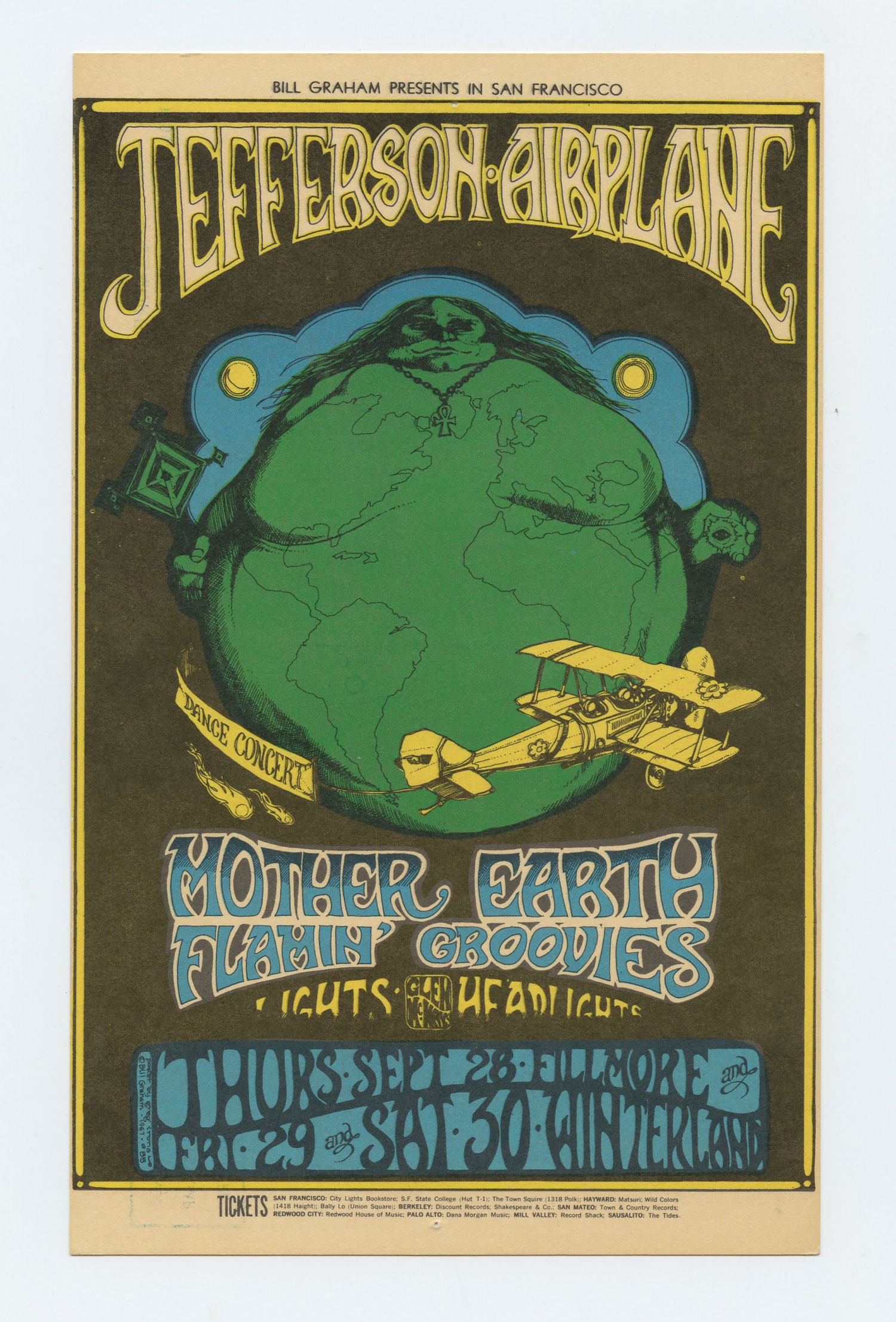 BG  85 Postcard Jefferson Airplane Mother Earth 1967 Sep 28