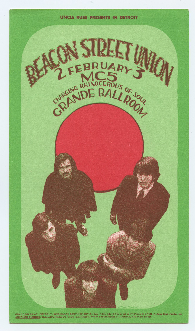 Grande Ballroom Postcard 1968 Feb 2 MC5 Beacon Street Union