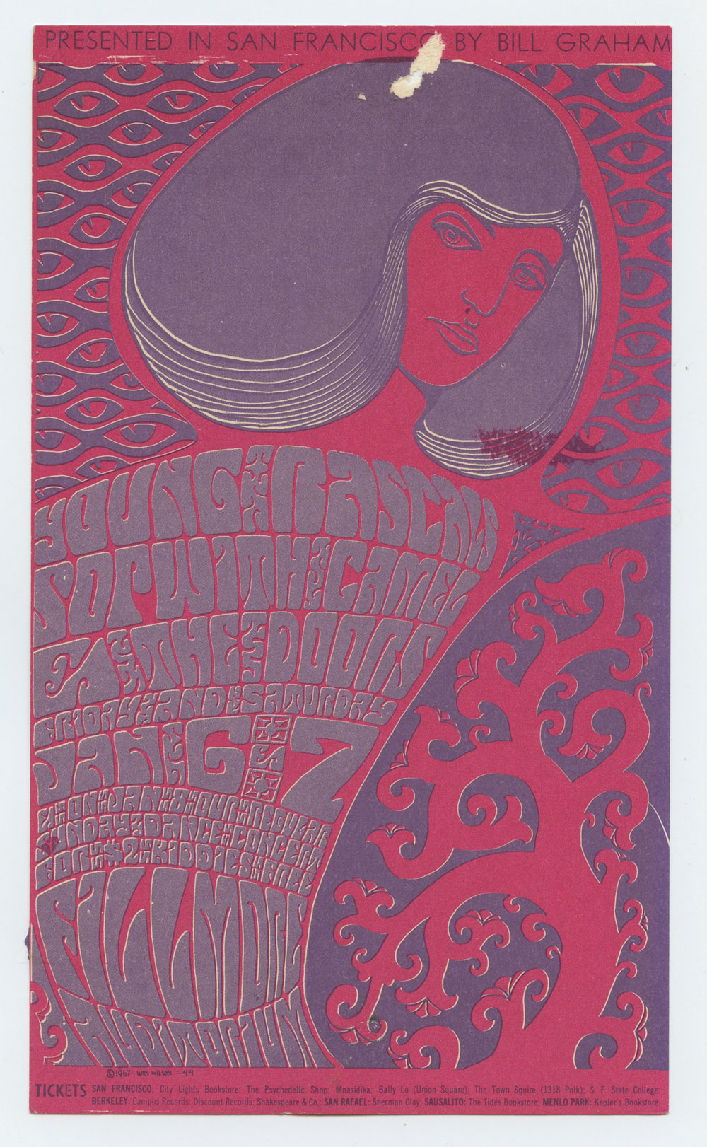 BG  44 Handbill The Doors 1967 Jan 6 Very Fine