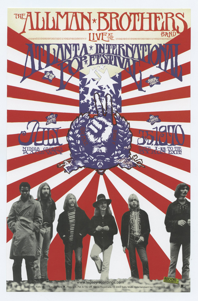 Allman Brothers Band Handbill  1970 Atlanta Intl Pop Festival Live Album Promo