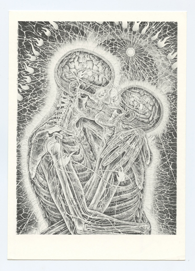 Alex Grey Postcard  KISSING 1983 Psychedelic Solution Gallery