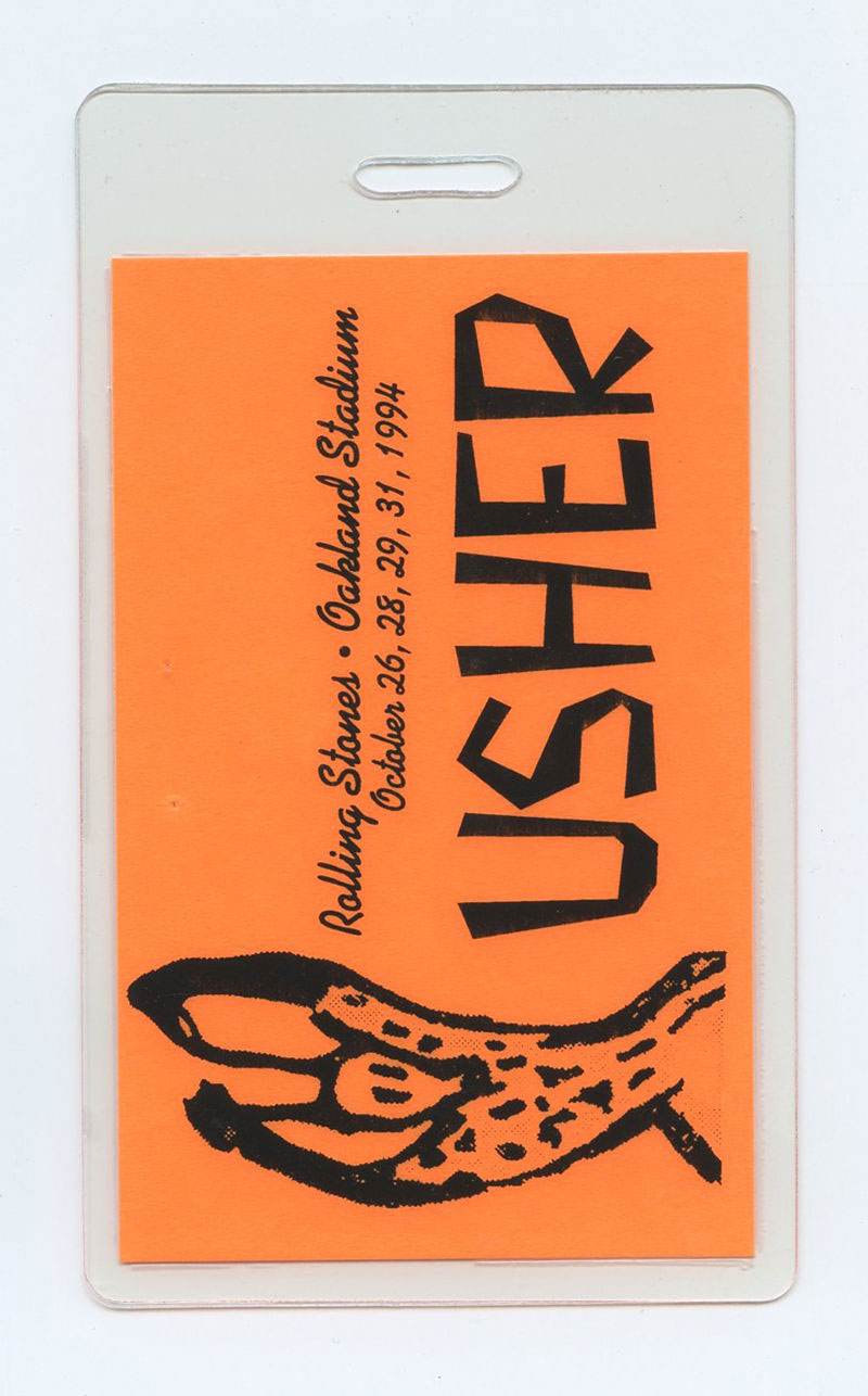 The Rolling Stones Backstage Pass USHER Laminated 1994 Oakland Coliseum