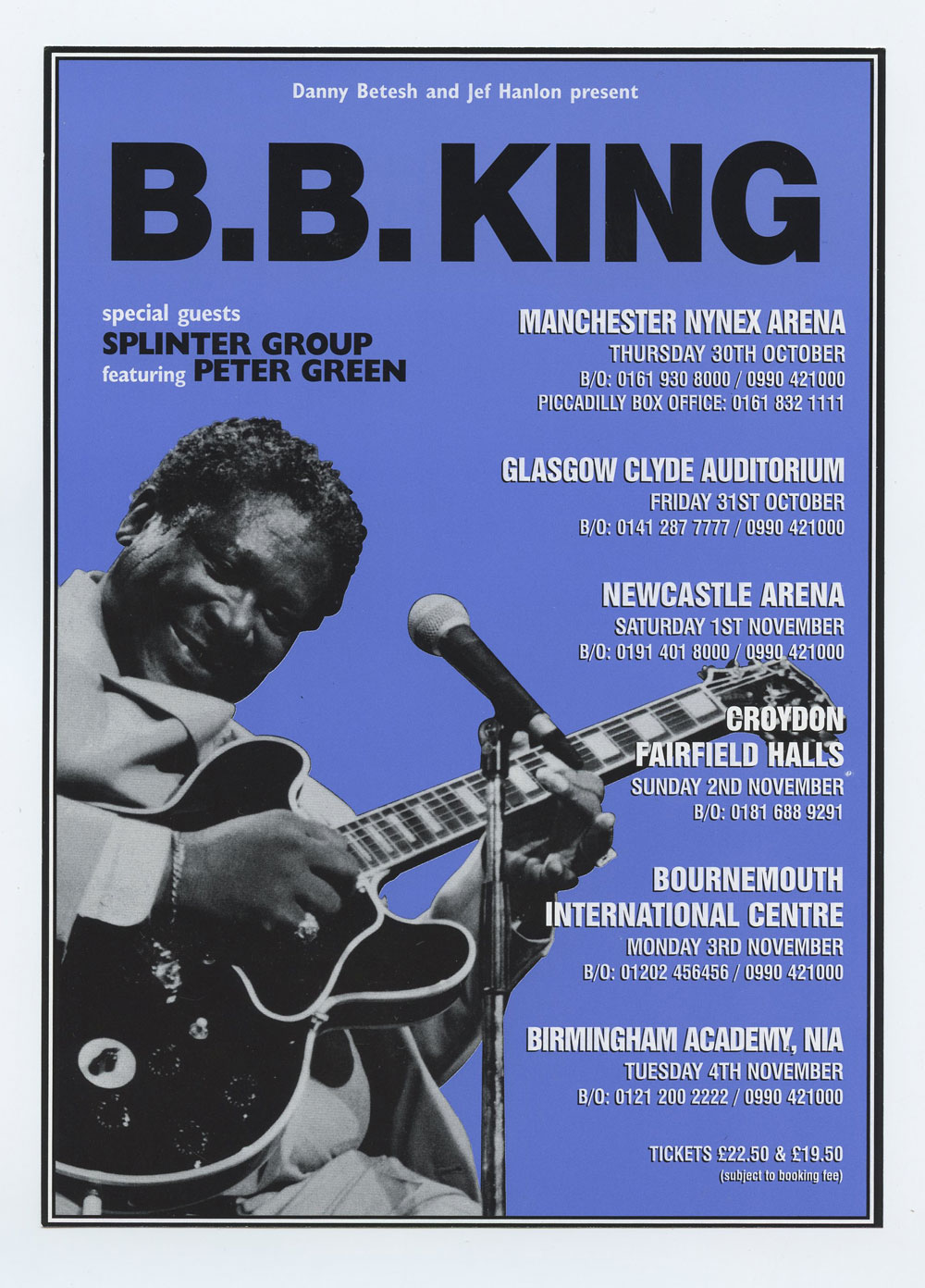 B.B. King Handbill 1997 United Kingdom Tour