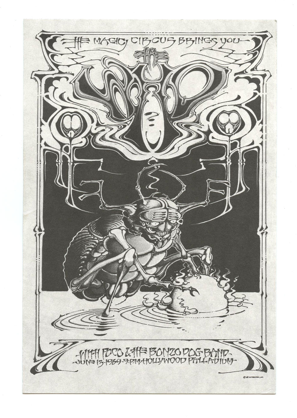 Rick Griffin Postcard AOR3.65 R1993 B/W the Who Poco 1969 Hollywood Palladium