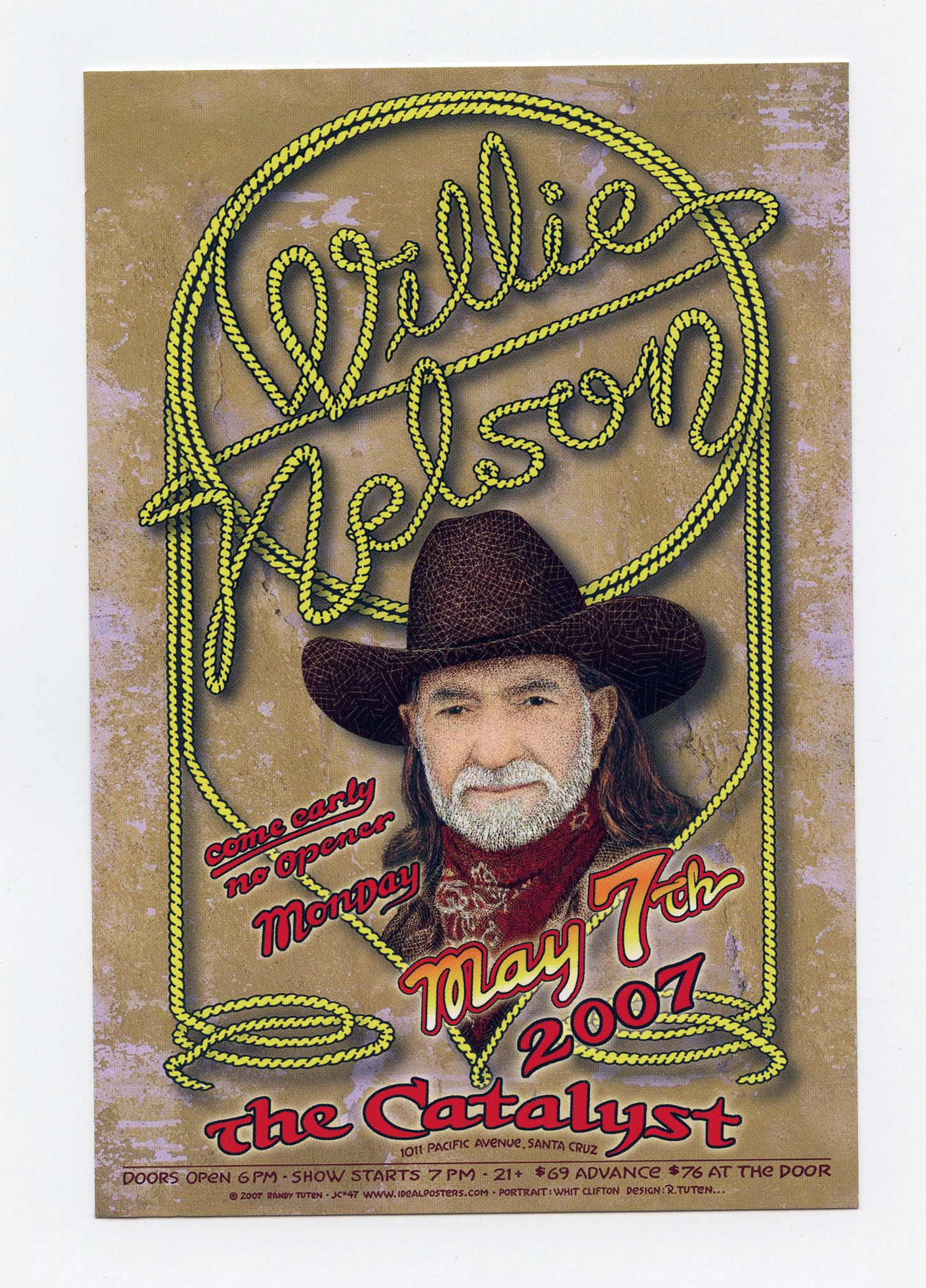 Willie Nelson Handbill 2007 May 7 The Catalyst Santa Cruz