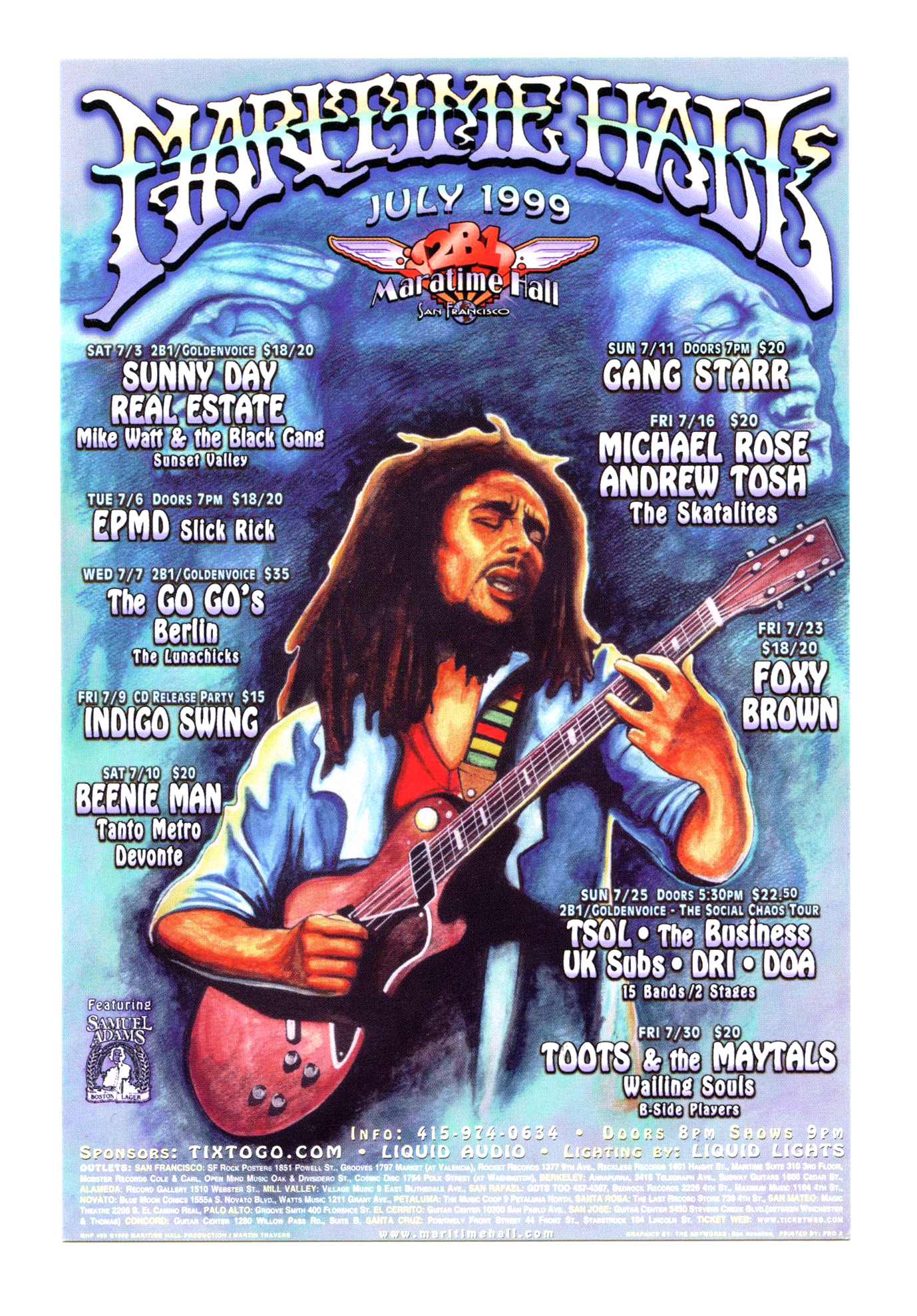 Maritime Hall 1999 Jul Handbill Michael Rose Toots & the Metals