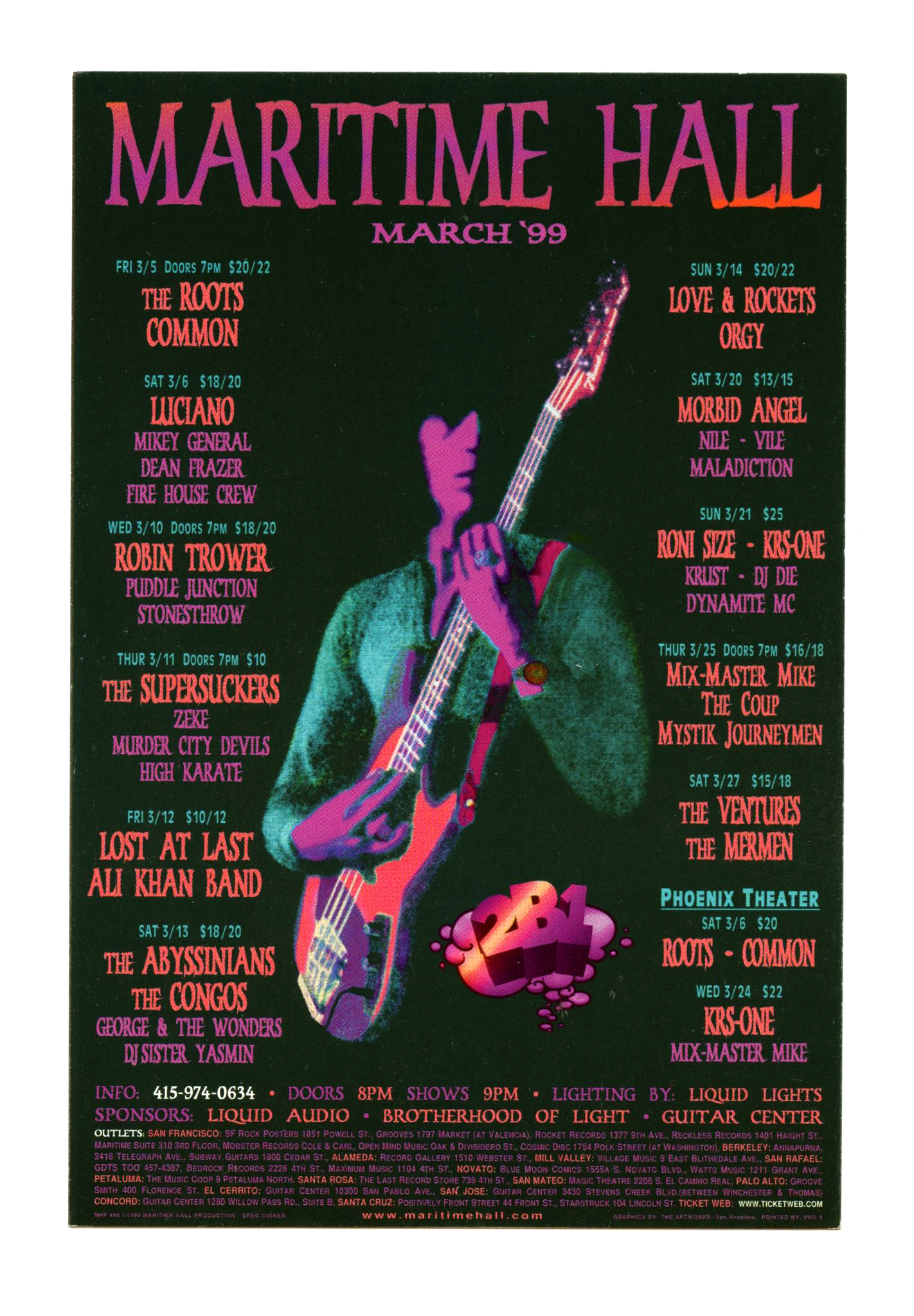 Maritime Hall 1999 Mar Handbill The Roots Robin Trower