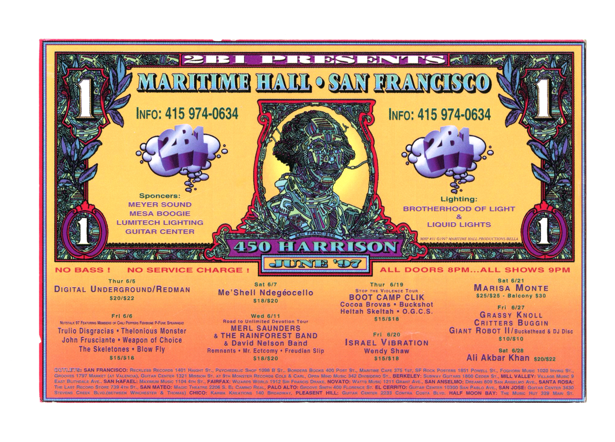 Maritime Hall 1997 Jun Handbill Digital Underground Merl Saunders