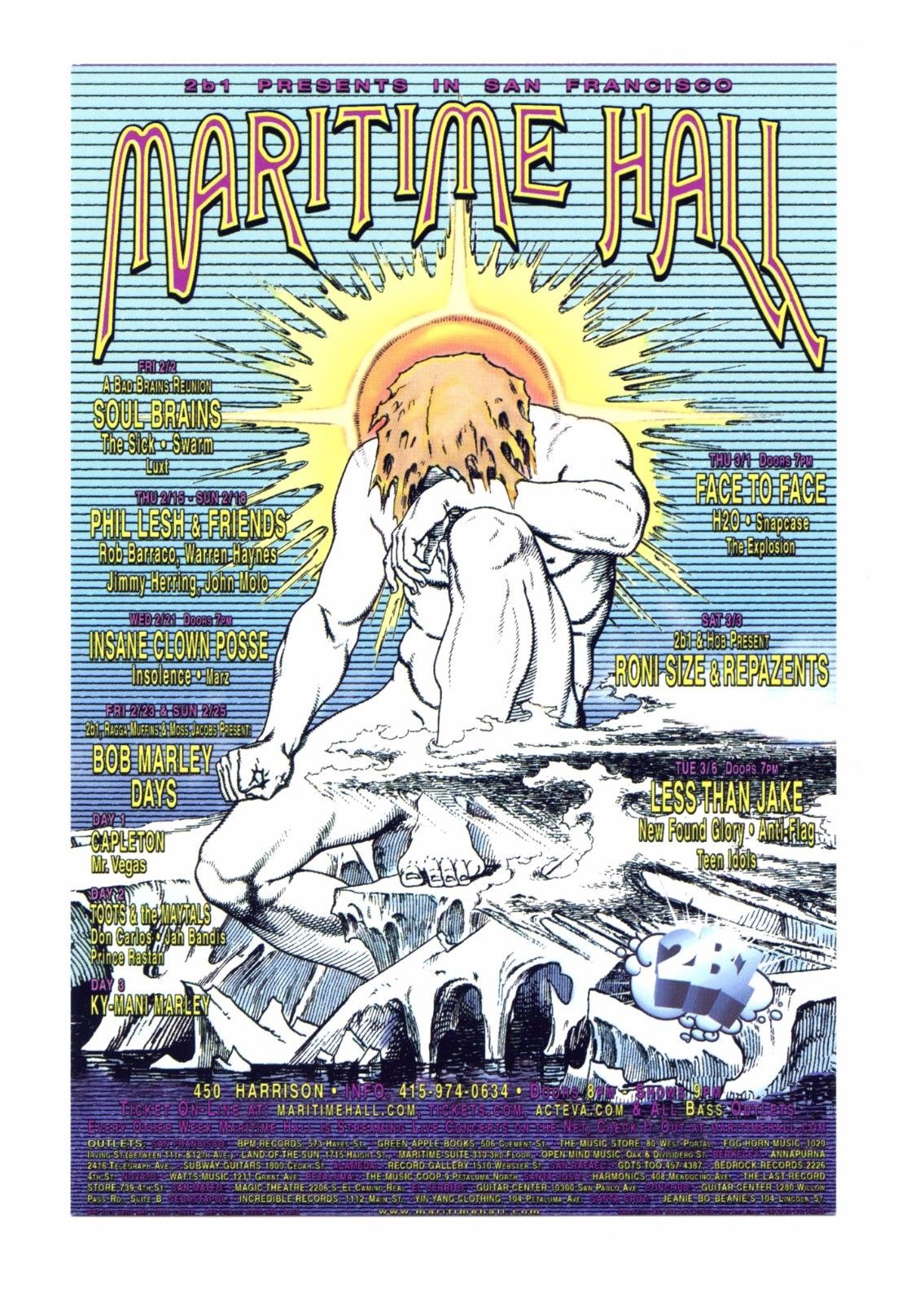 Maritime Hall 2001 Feb Handbill Phil Lesh Toots & The Maytals Soul Brains
