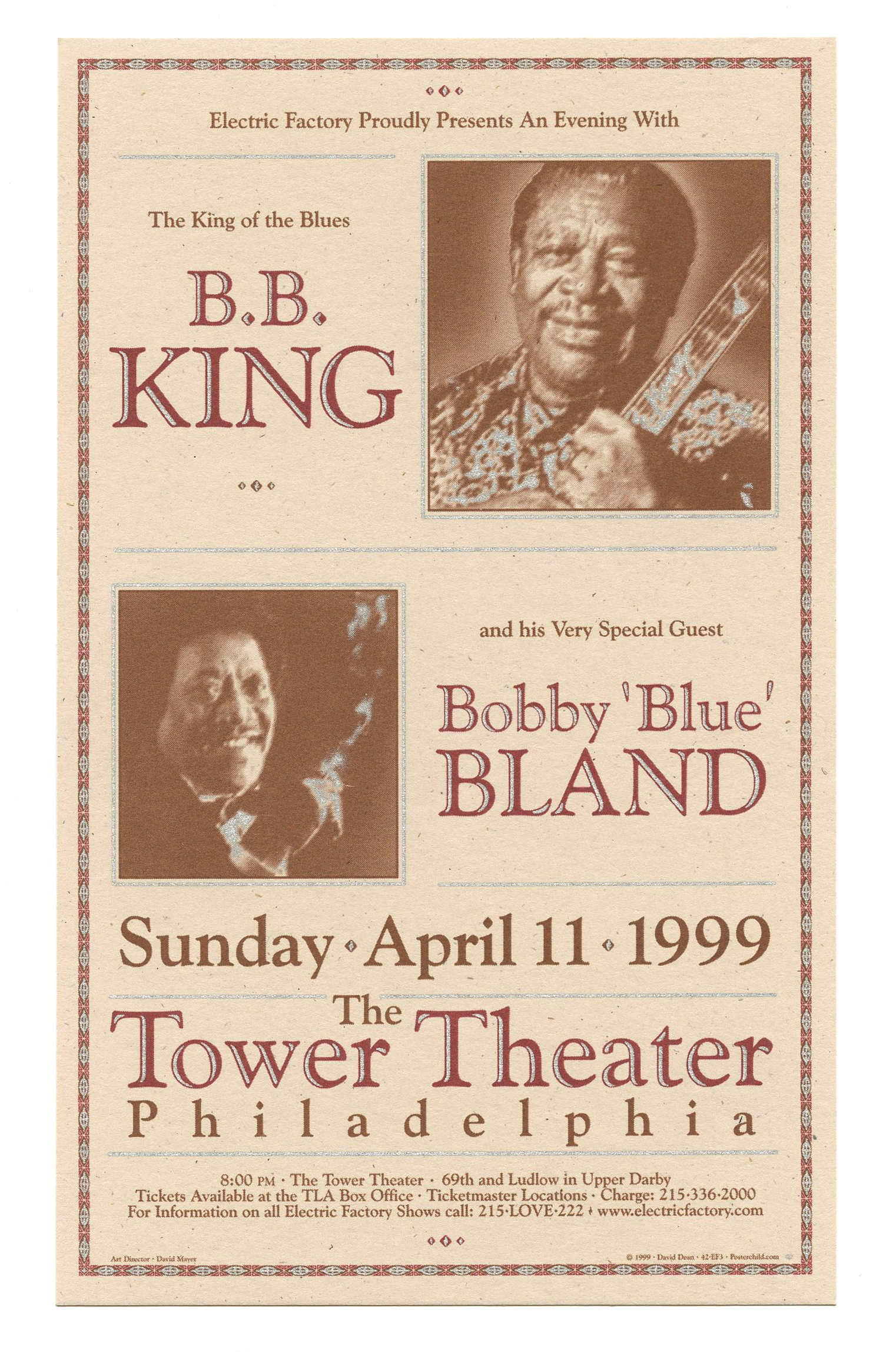 B.B. King Bonny Blues Bland Handbill Philadelphia 1999 Apr 11  David Dean