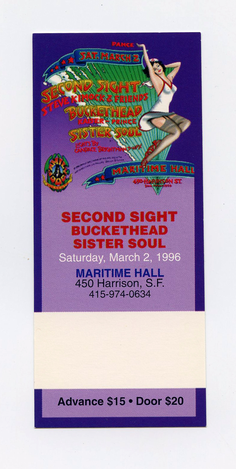 Maritime Hall 1996 Mar 2 Ticket Second Sight Buckethead