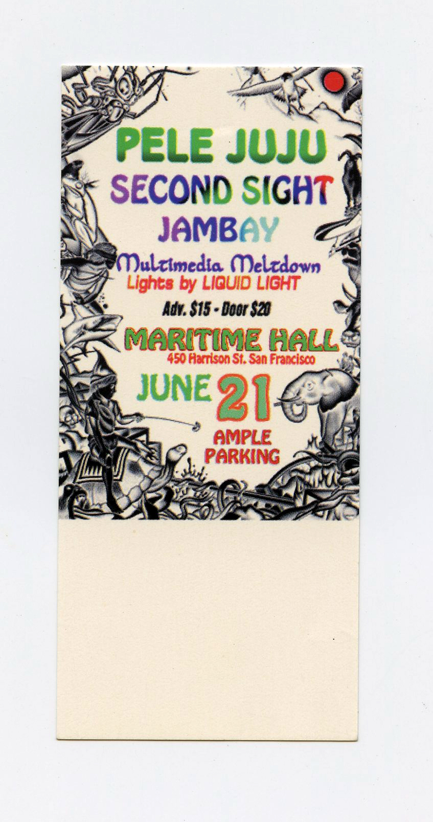Maritime Hall 1996 Jun Ticket Pele JuJu Second Night