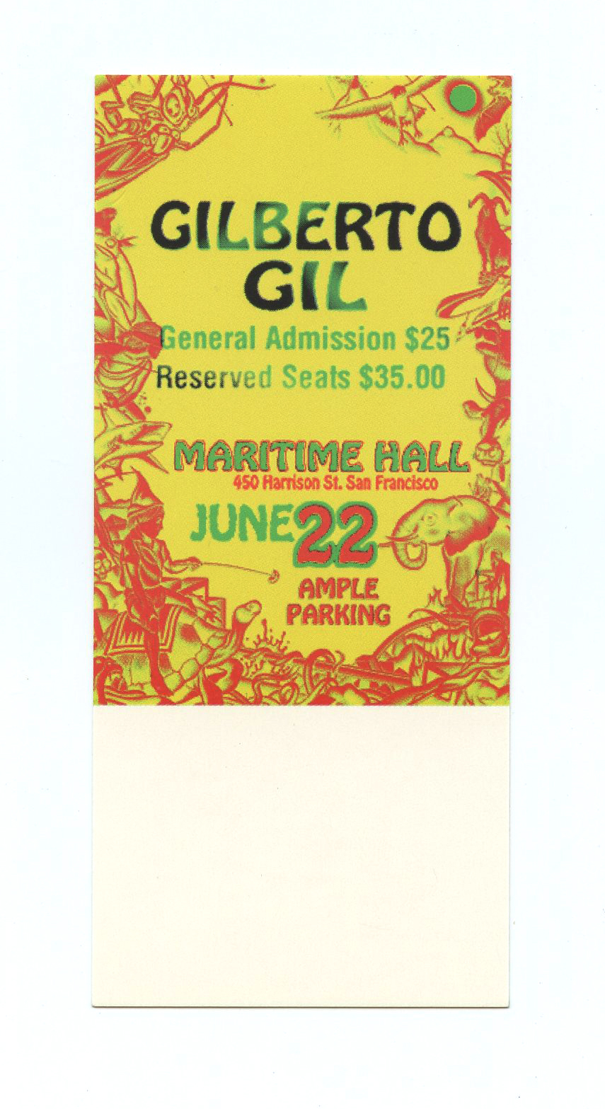 Maritime Hall 1996 Jun Ticket Gilberto Gill