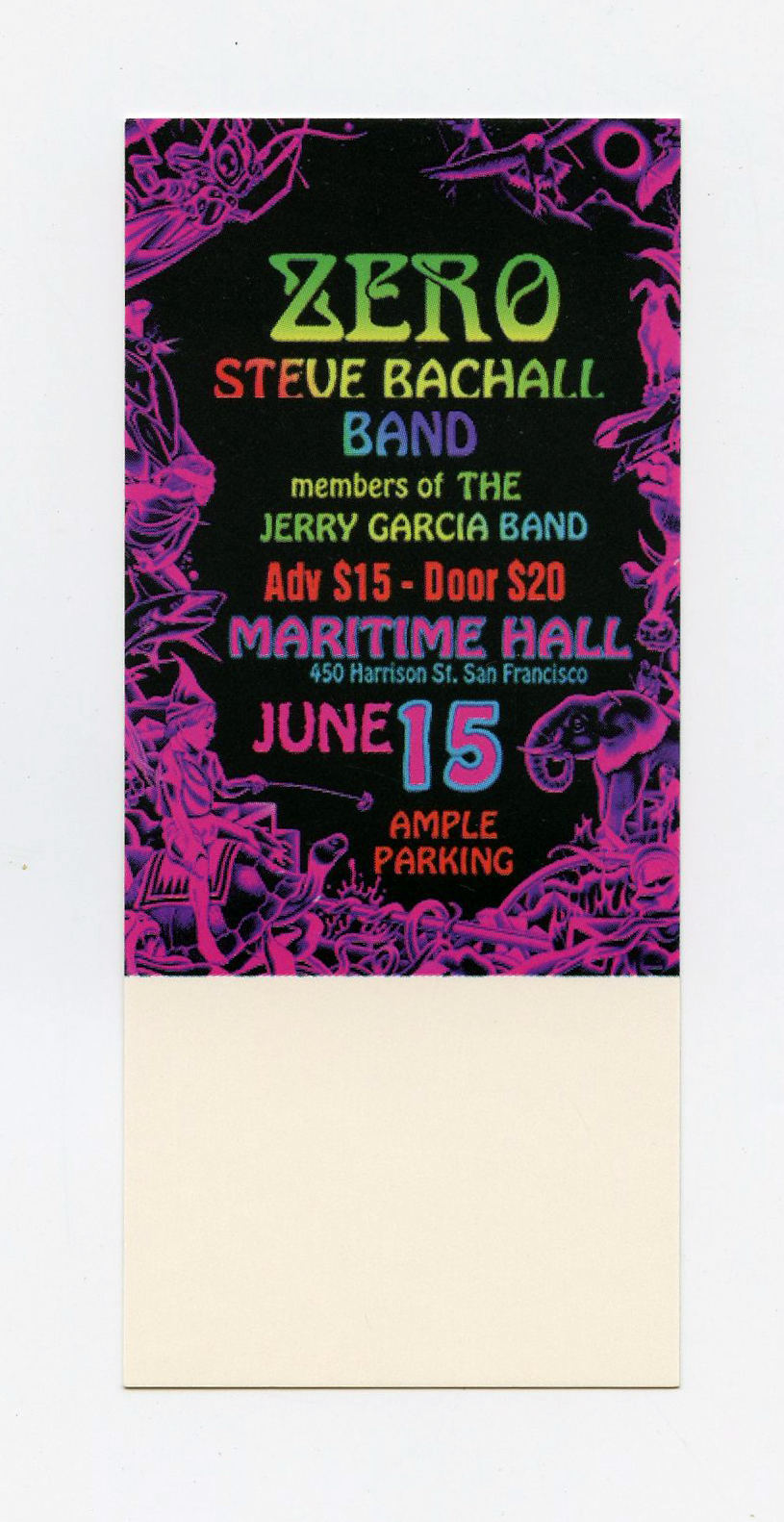 Maritime Hall 1996 Jun Ticket Zero Steve Bachali Band