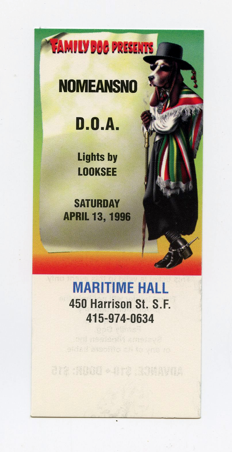 Maritime Hall 1996 Apr Ticket Nomeansno D.O.A.
