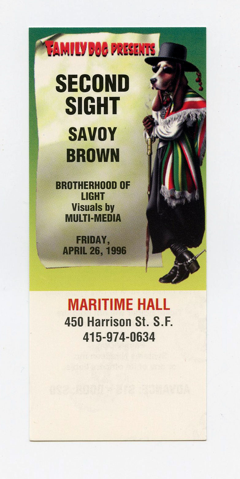 Maritime Hall 1996 Apr Ticket Second Sight Savoy Brown