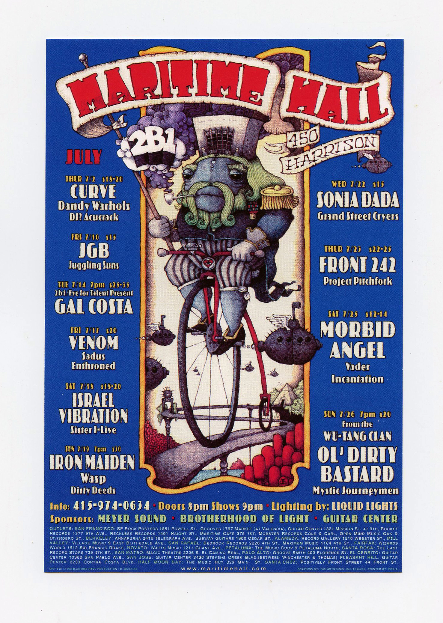 Maritime Hall 1998 Jul Handbill Iron Maiden Sonia Dada Front 242