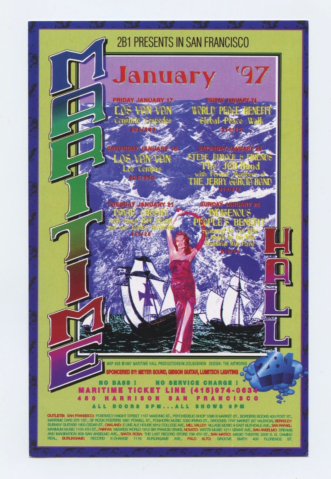 Maritime Hall 1997 Jan Handbill Los Van Van David Crosby