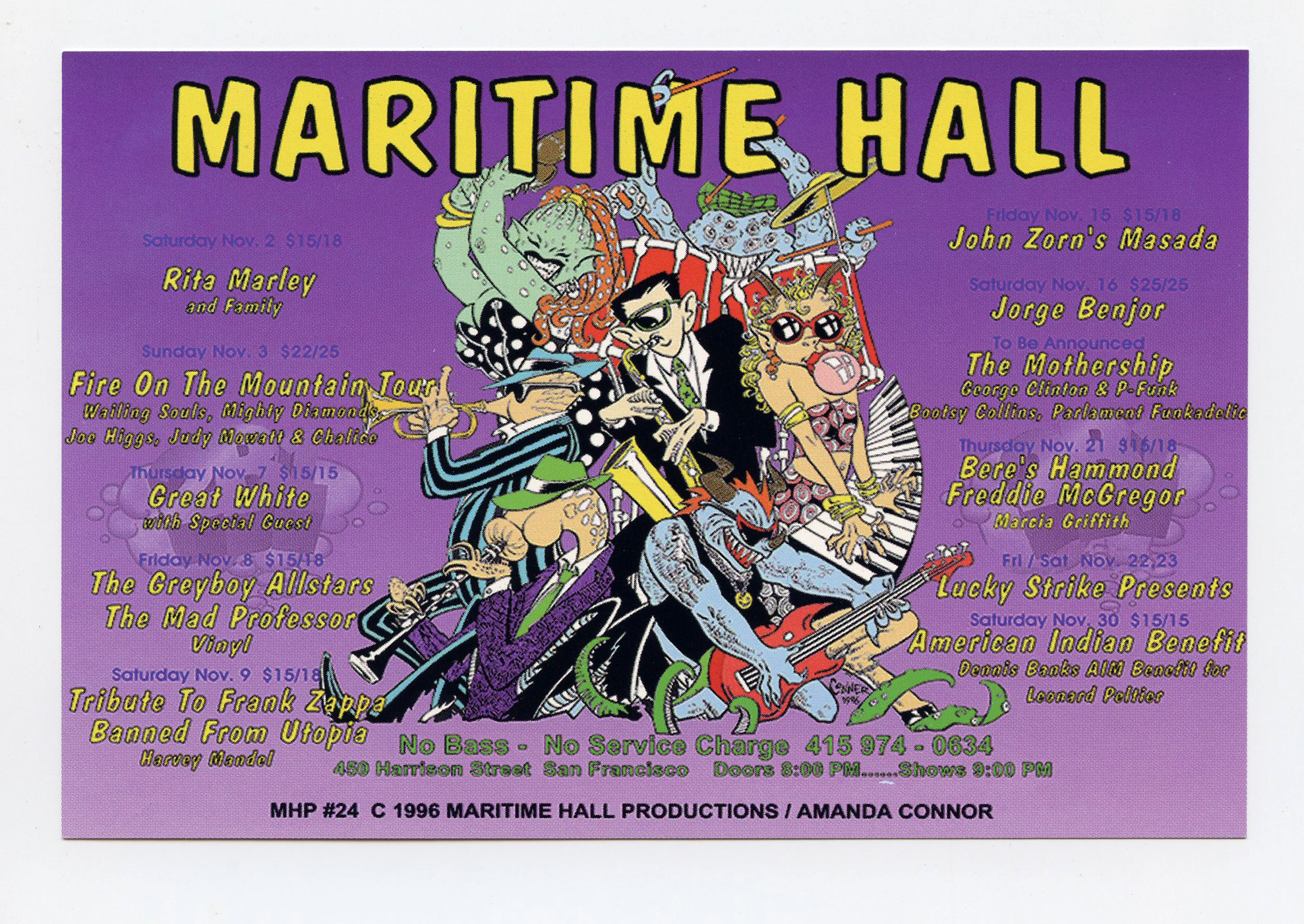 Maritime Hall 1996 Nov Handbill Rita Marley Great White 