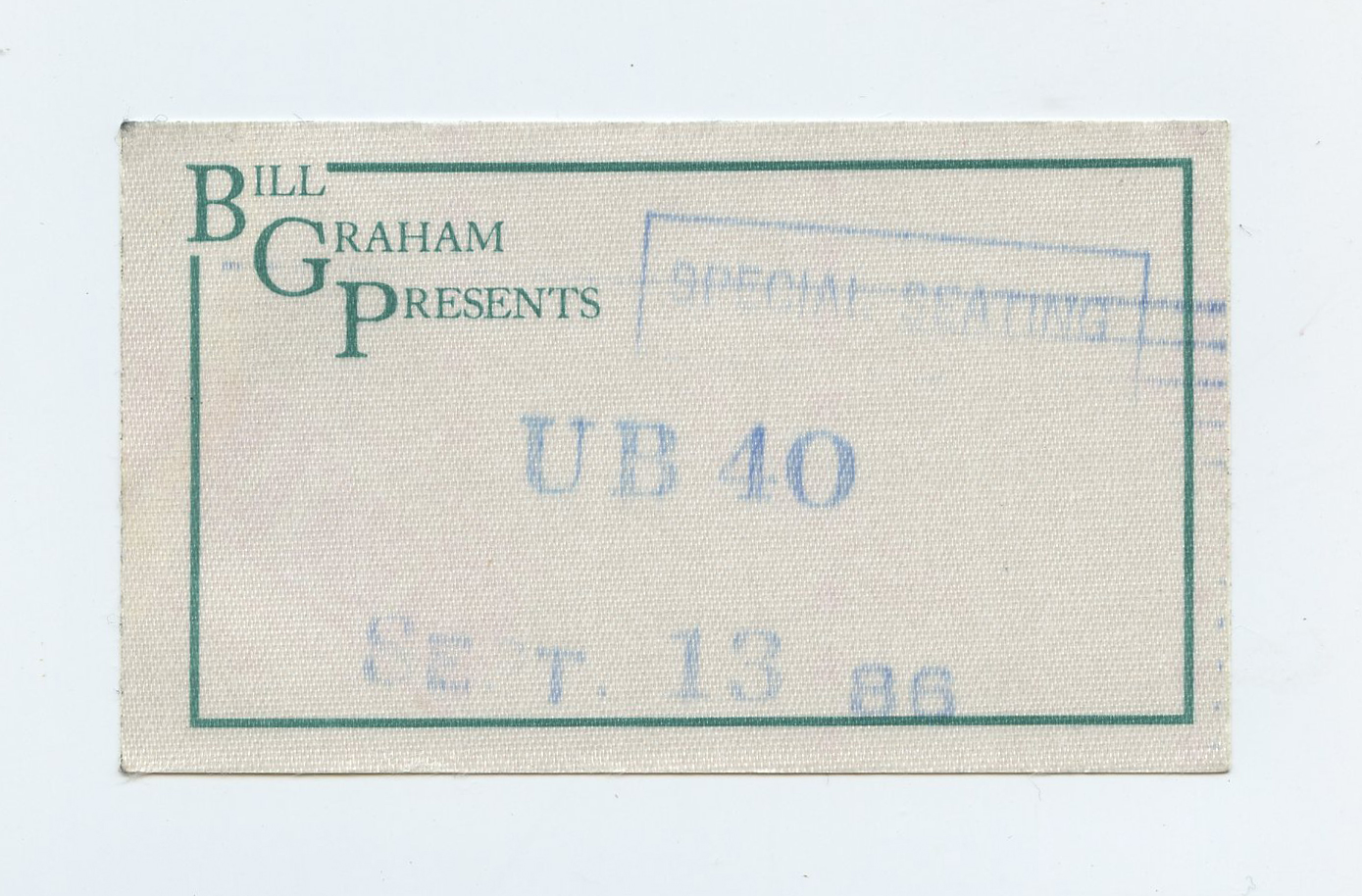 UB40 Backstage Pass 1986 Sep 13 Greek Theatre Berkeley 