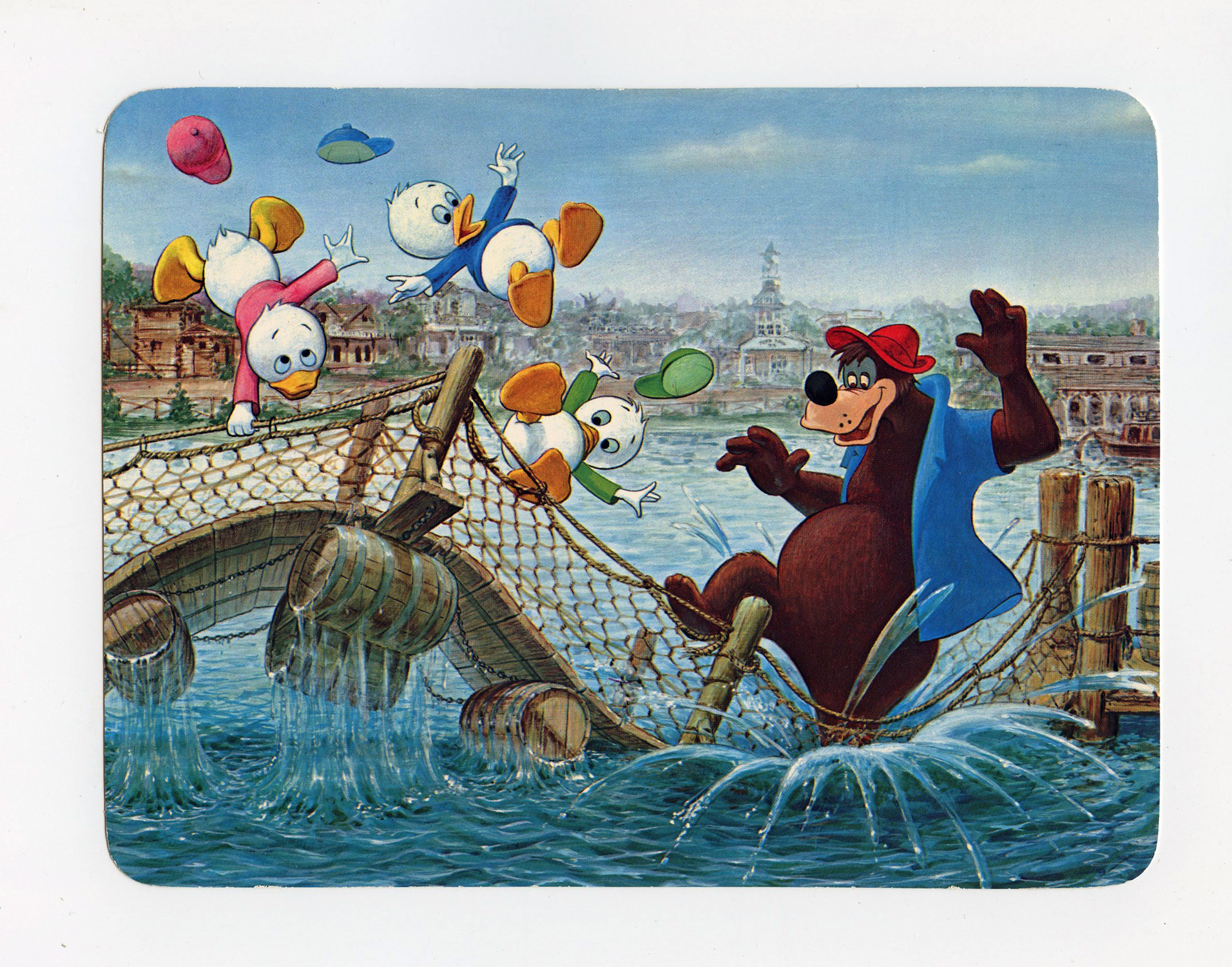 Disney Postcard B'ar-rel Bridge Bouncin' 1979 DL-11907