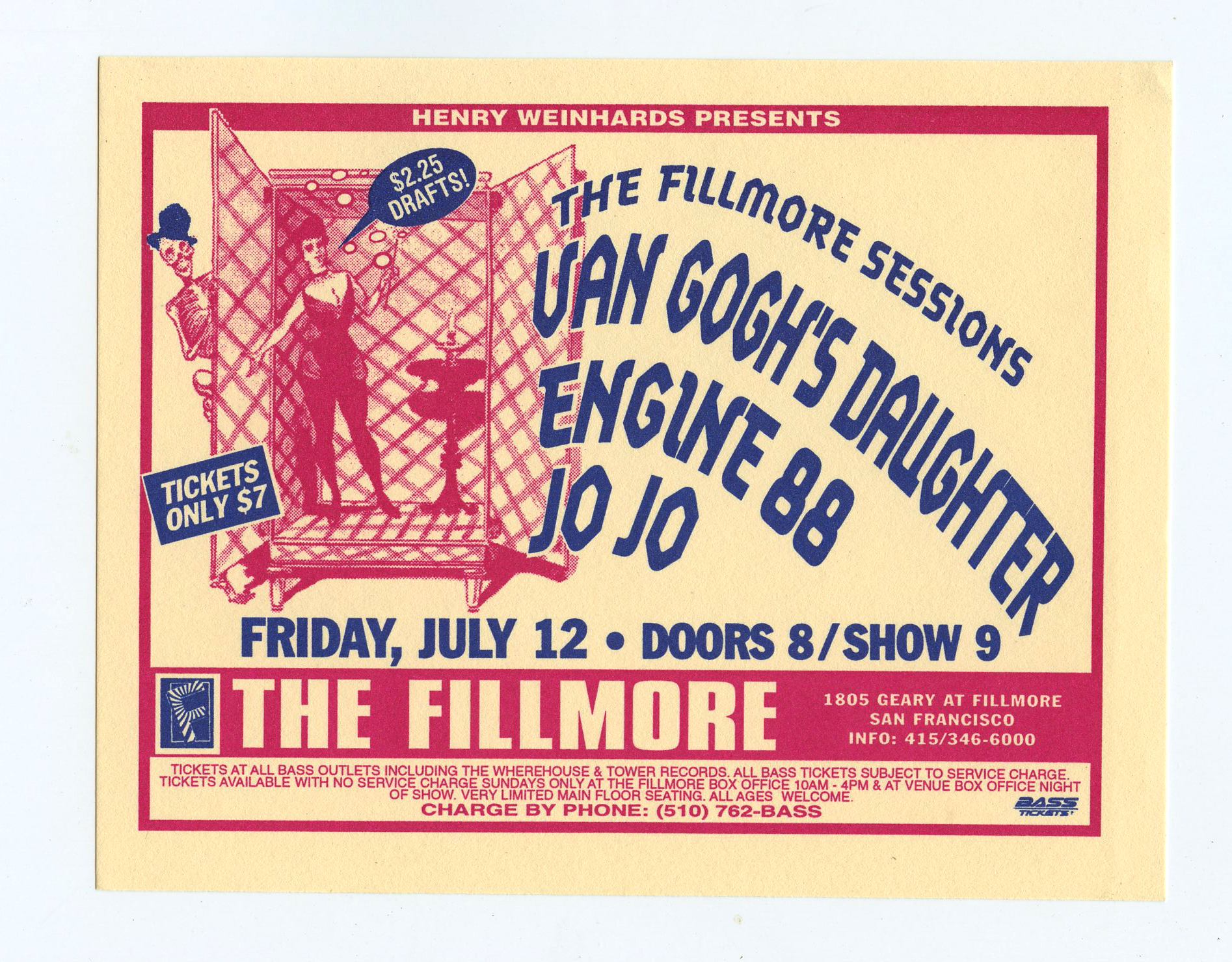 Van Gogh's Daughter Handbill 1996 Jul 12 The Fillmore