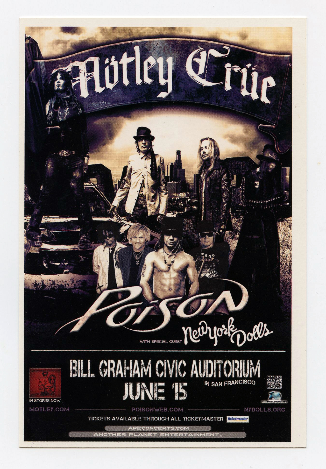 Motley Crue Handbill 2011 Jun 15 San Francisco