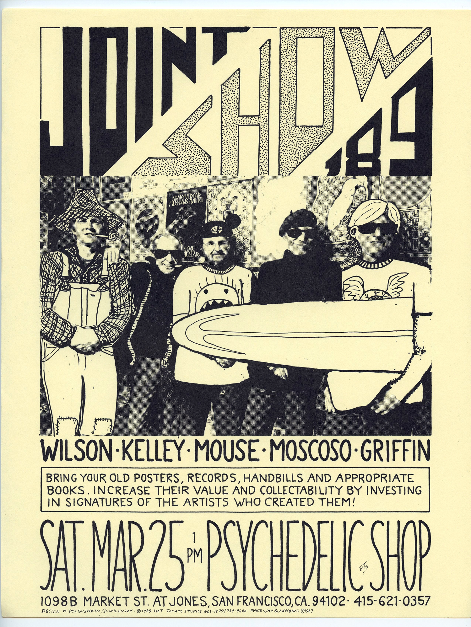 Wes Wilson Alton Kelley Sstanley Mouse Victor Moscoso Rrick Griffin 1989 Joint Show Handbill 