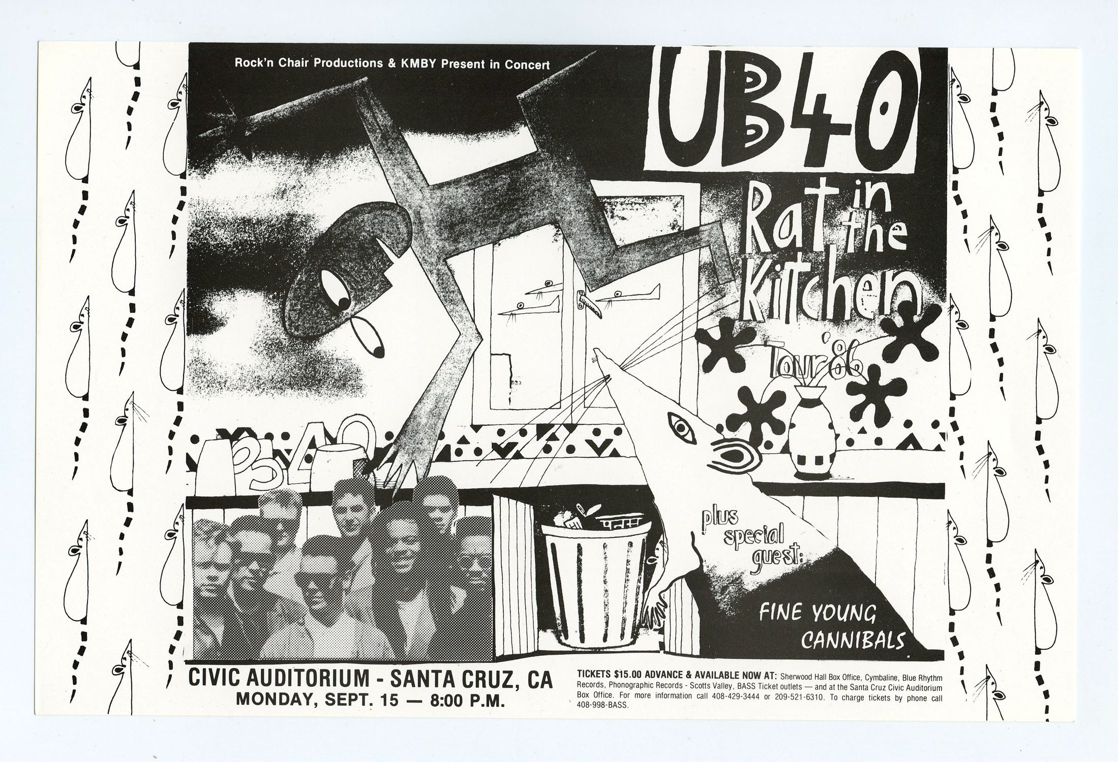 UB40 Handbill Rat In The Kitchen Tour 1986 Sep 15 Santa Cruz