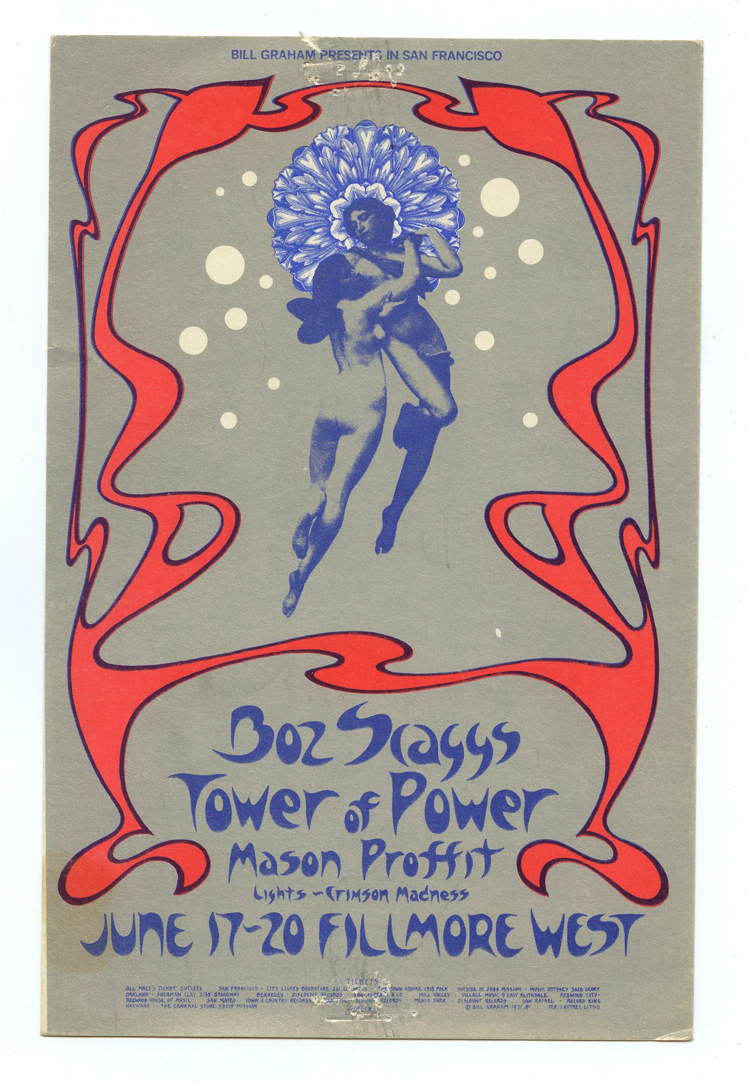 BG 285 Postcard Ad Back Boz Scaggs 1971 Jun 17 Very Fine