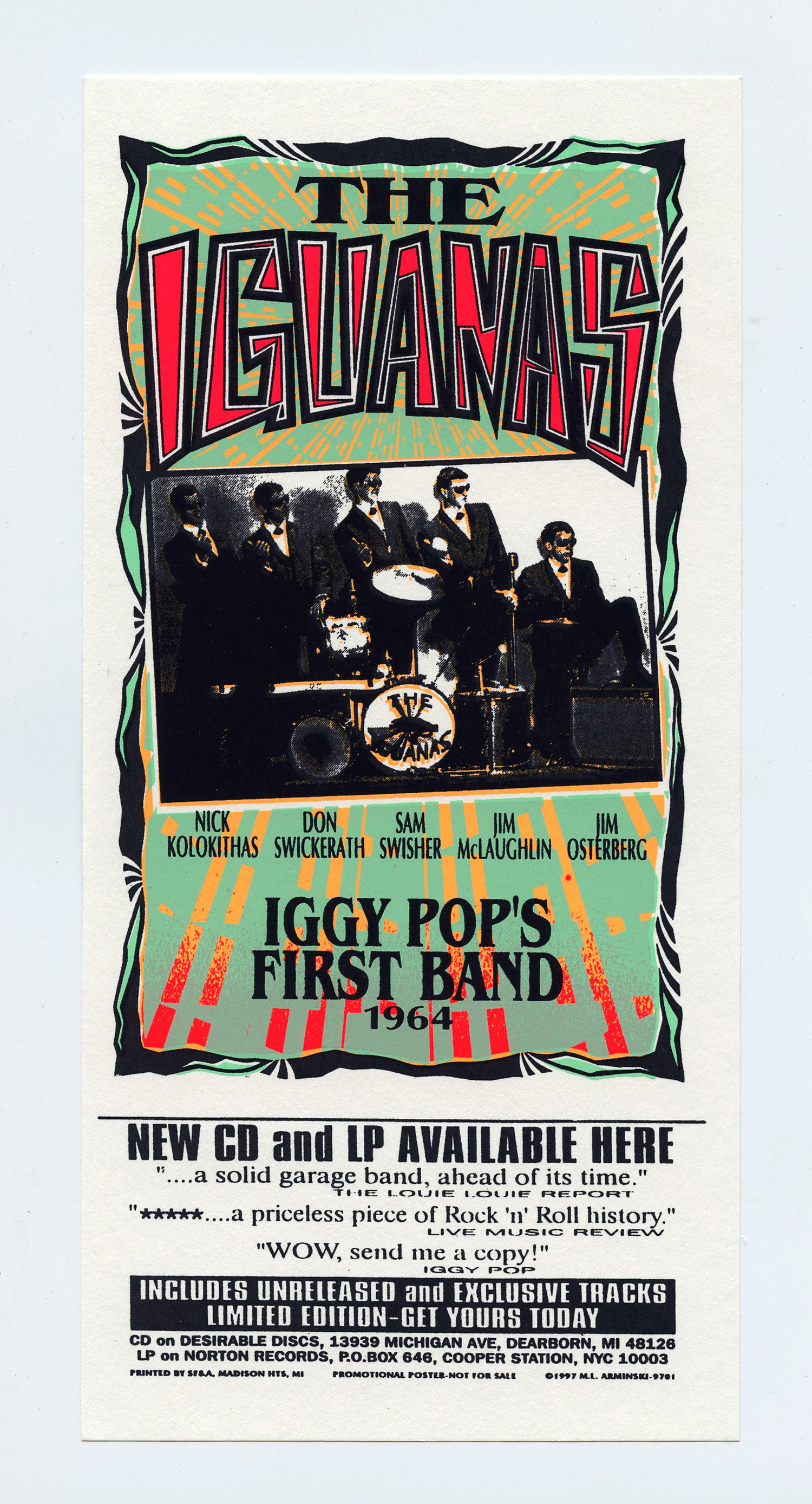 The Iguanas Handbill CD Release 1997 Jan 1 