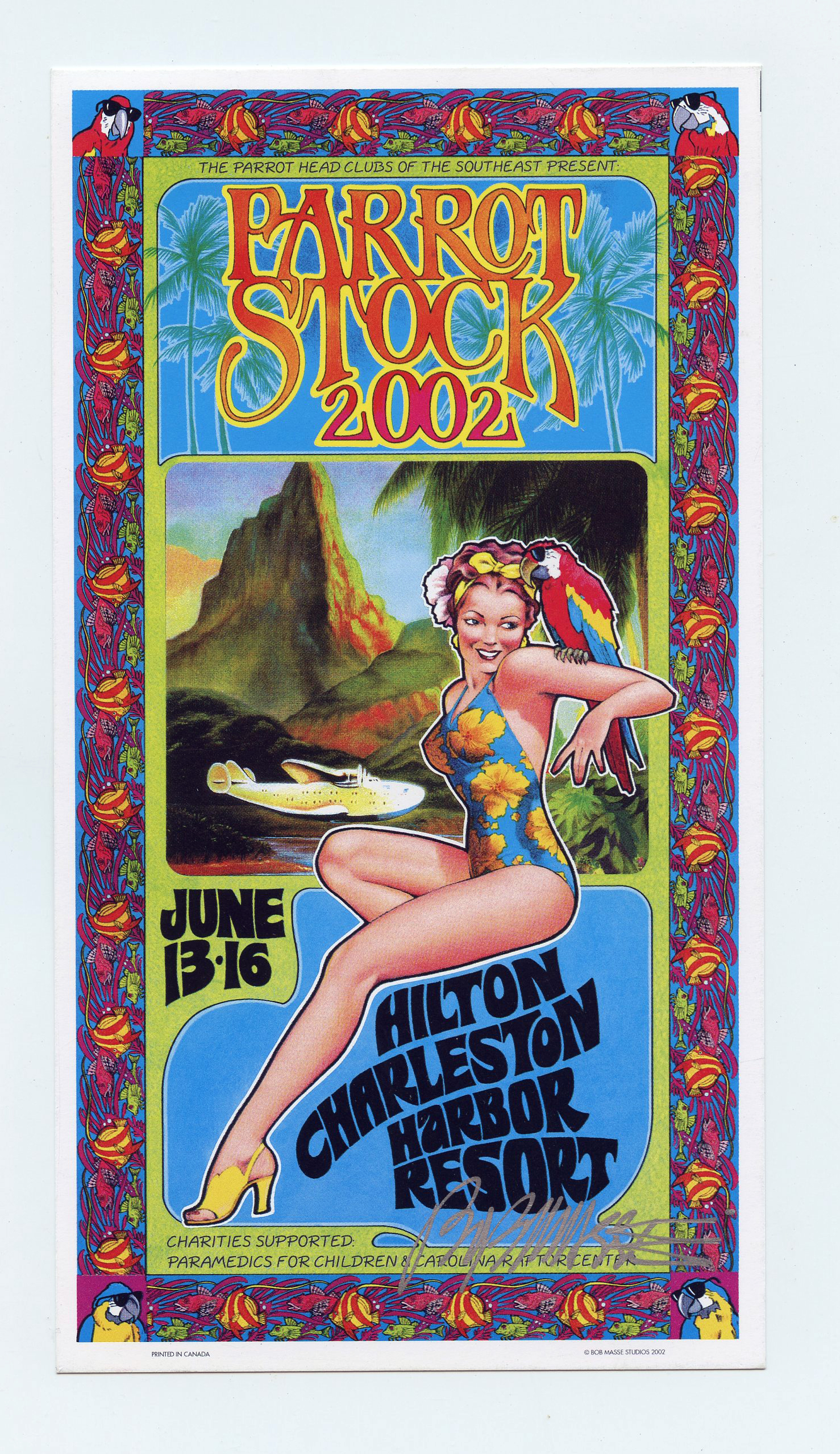 Jimmy Buffett Handbill 2002 Jun 13 Parrot Stock 12th Annual Mt Pleasant SC