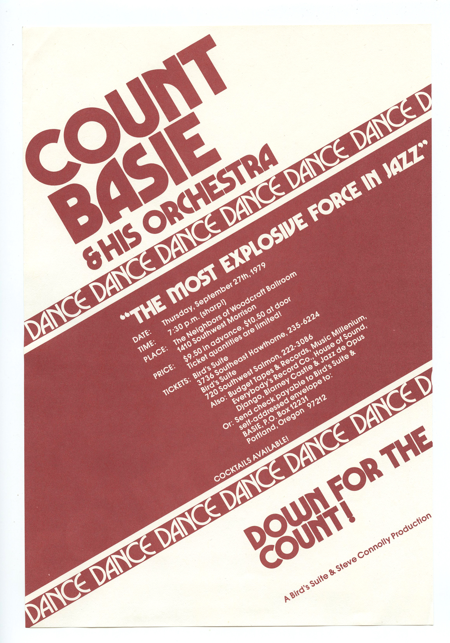 Count Basie Handbill 1979 September 27 Neighbors of Woodcraft Ballroom Portland