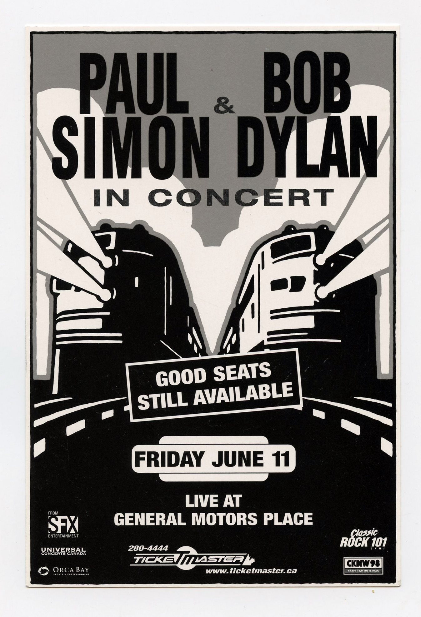 Bob Dylan Paul Simon Handbill 1999 Jun 11 GM Place Vancouver