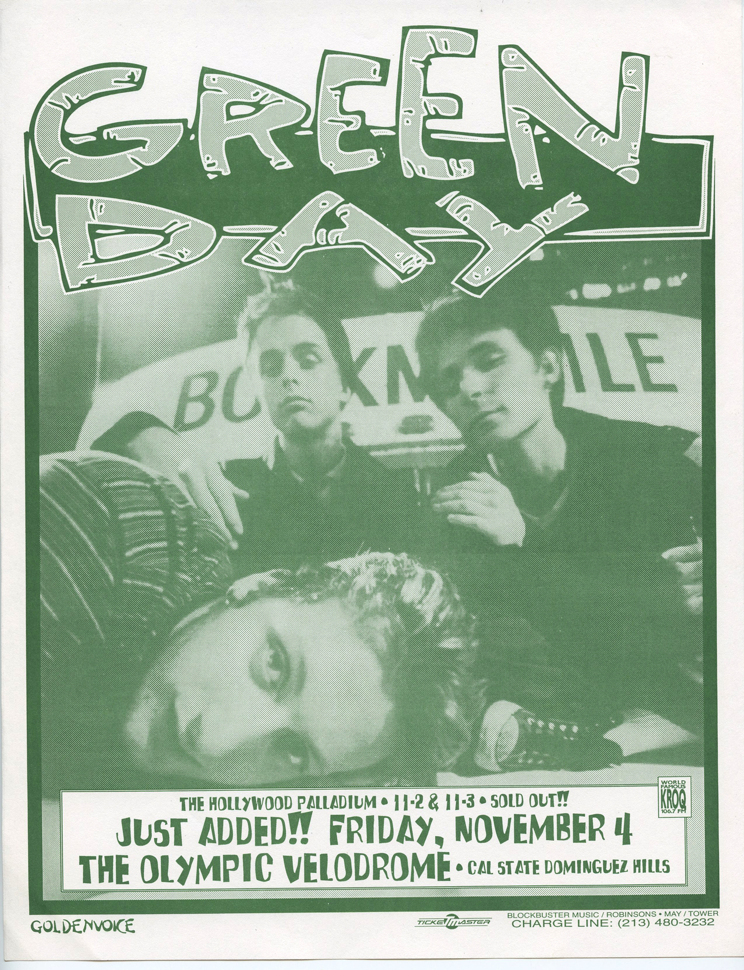 Green Day Handbill 1984 Nov 4 The Olympic Velodrome Carson CA