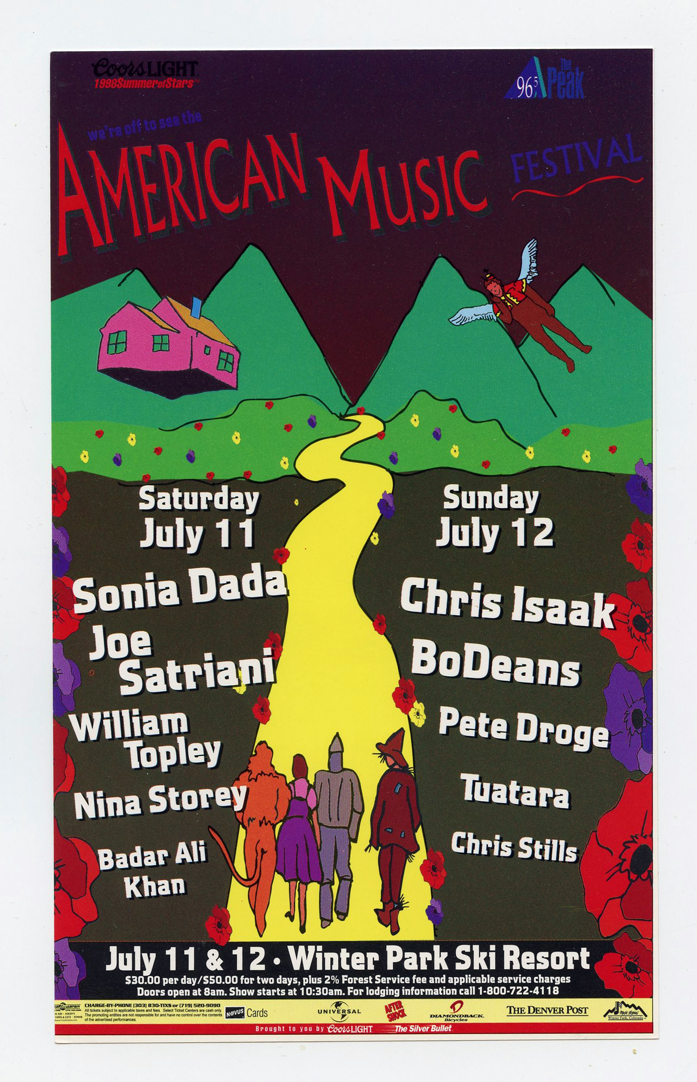 Joe Satriani Chris Isaak Handbill 1996 Jul 11 Winter Park Ski Resort