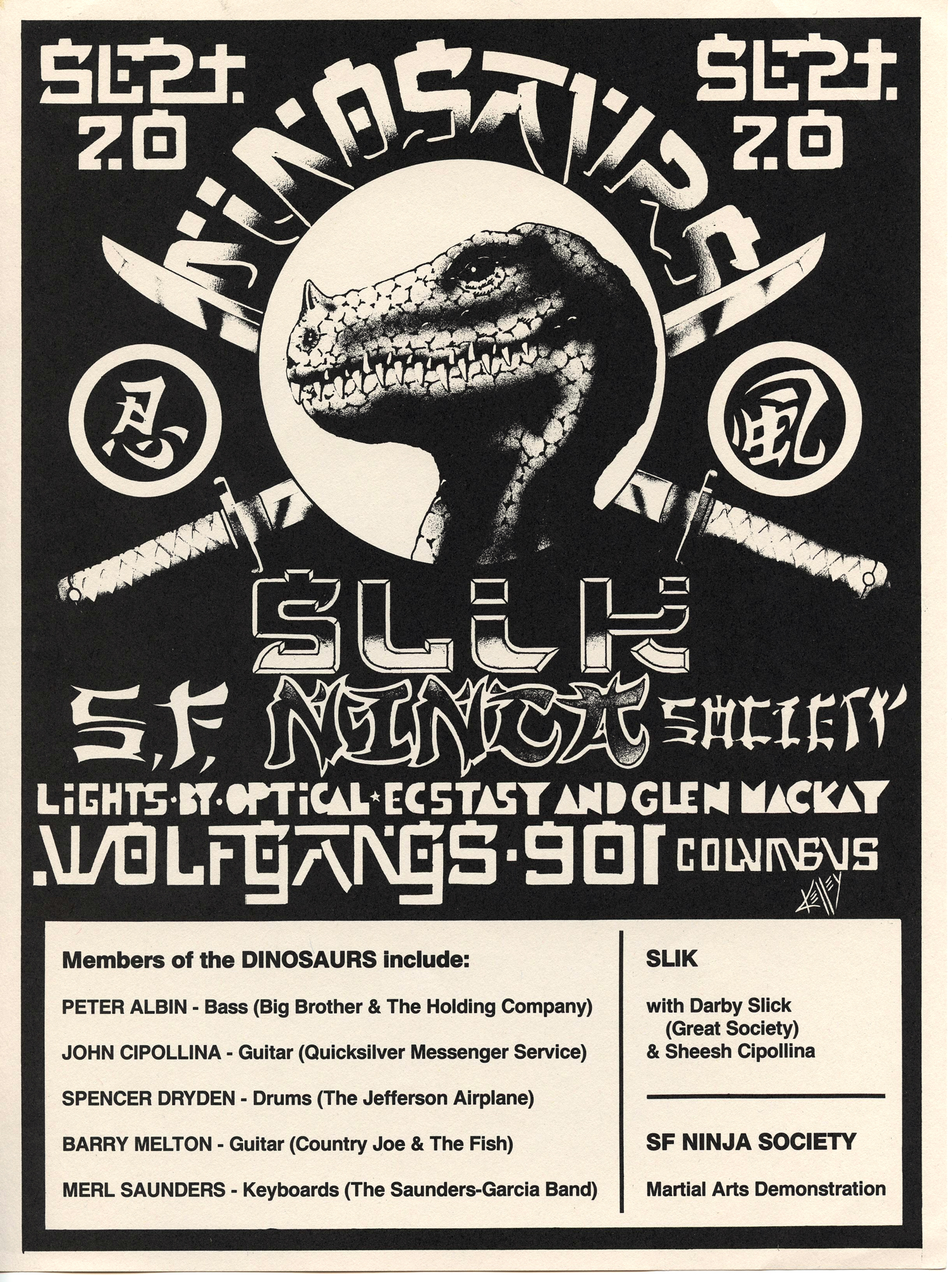 Dinosaurs Handbill Wolfgangs San Francisco 1984 Sep 20 Alton Kelley