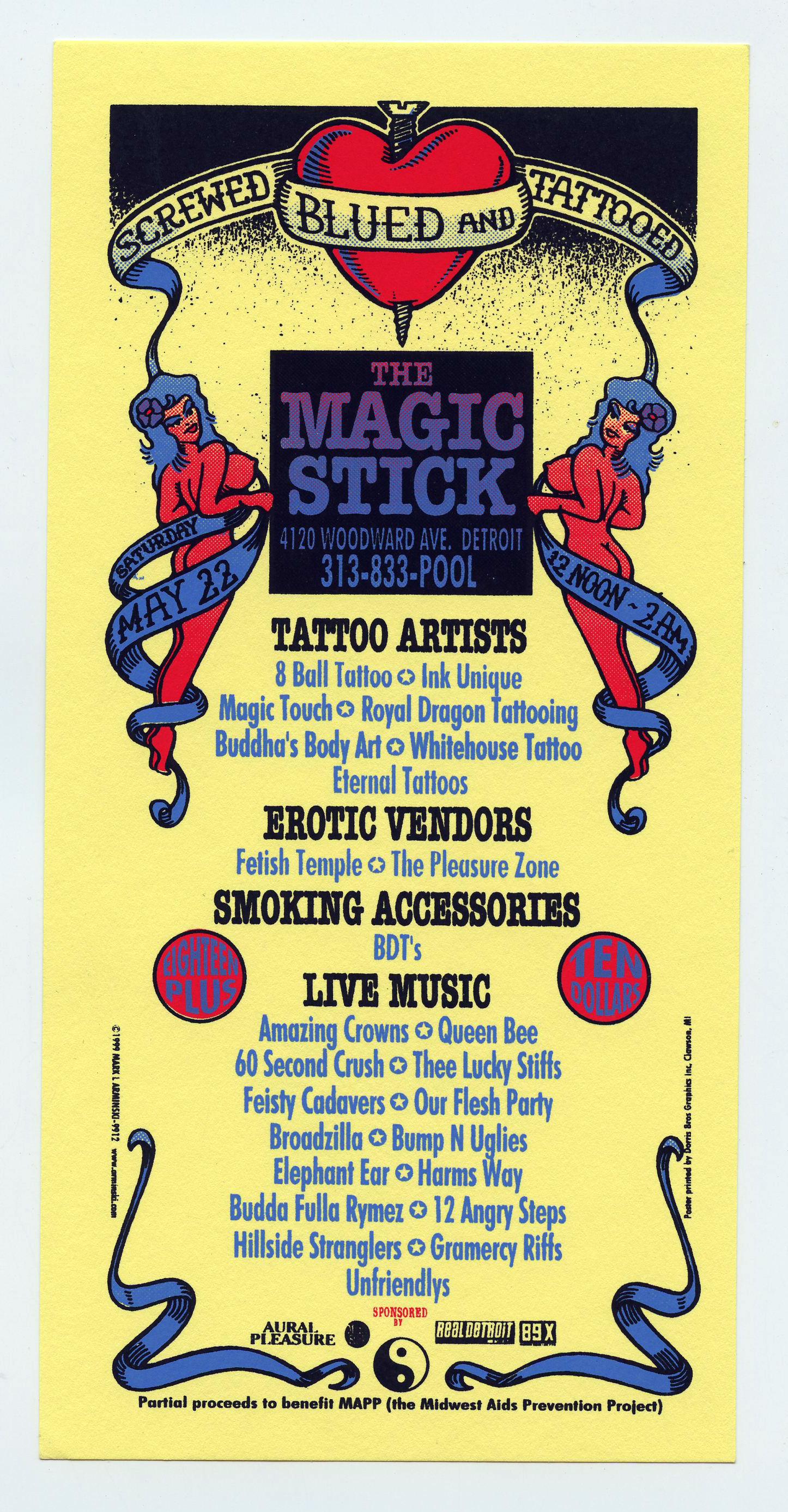 Mark Arminski Handbill Screwed Blued and Tattooed Show 1999